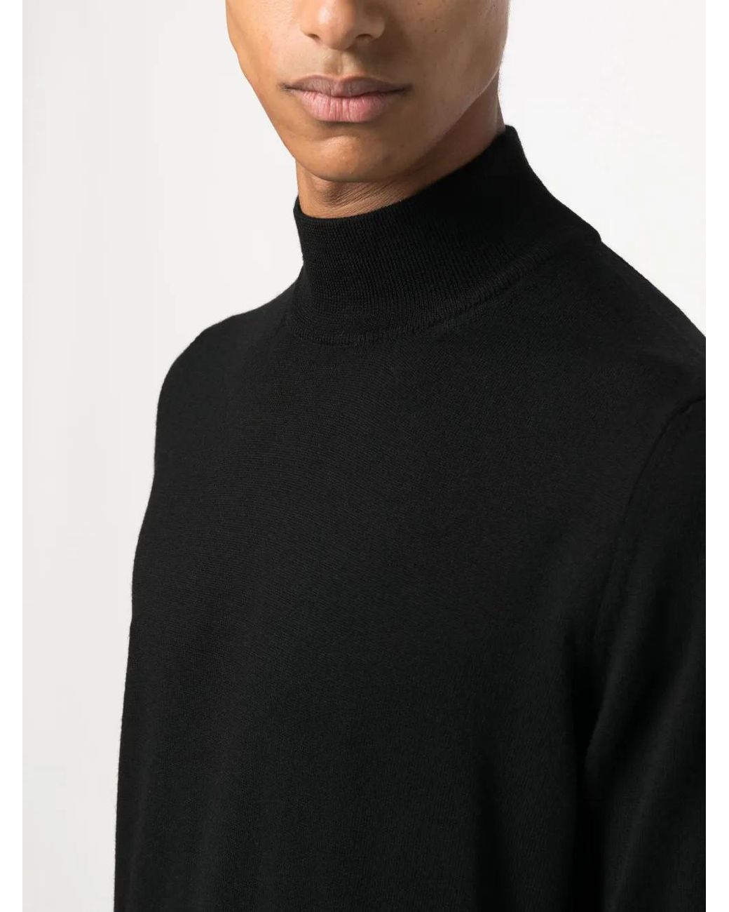 Corneliani Black High-Neck Virgin-Wool Jumper for men