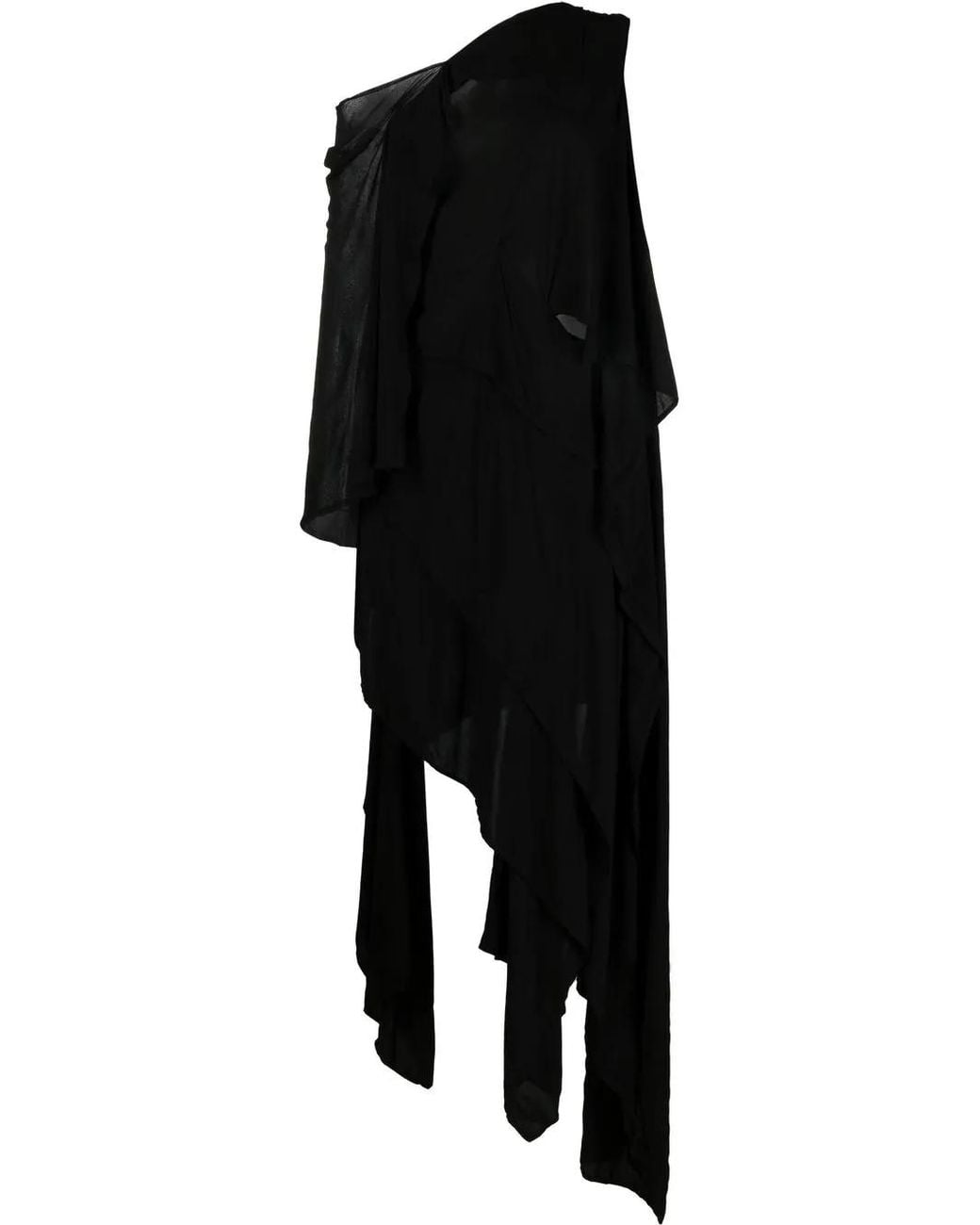 Yohji Yamamoto Black Asymmetric Cotton-Blend Dress