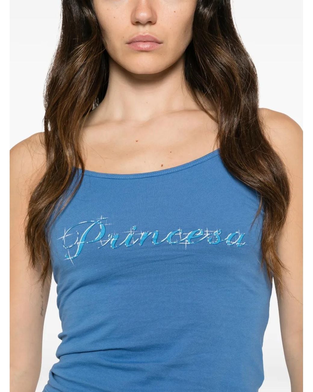 Willy Chavarria Blue Princesa Cholita Tank Top