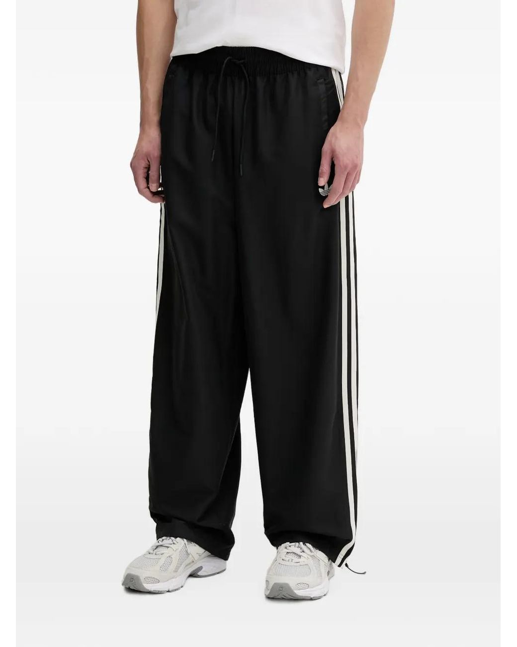 Adidas Black Windbreaker Side-Stripe Track Pants for men