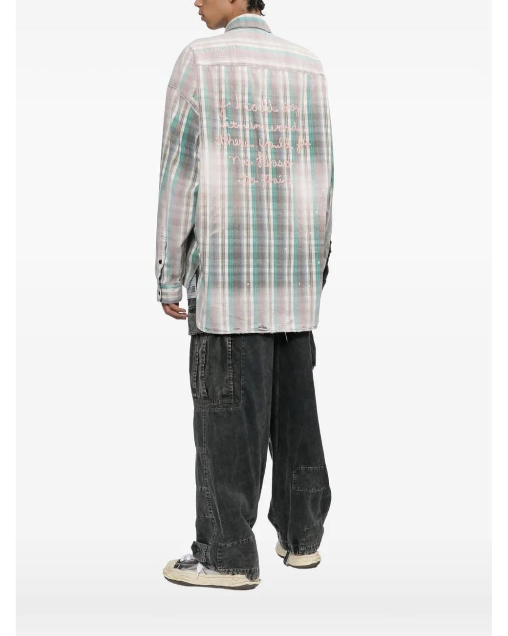 Maison Mihara Yasuhiro White Vintage Like Check Shirt for men