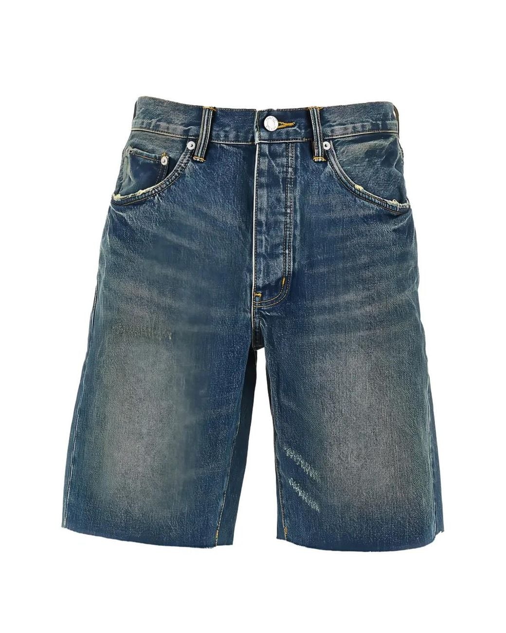 Purple Brand Blue Button-Fastening Shorts for men