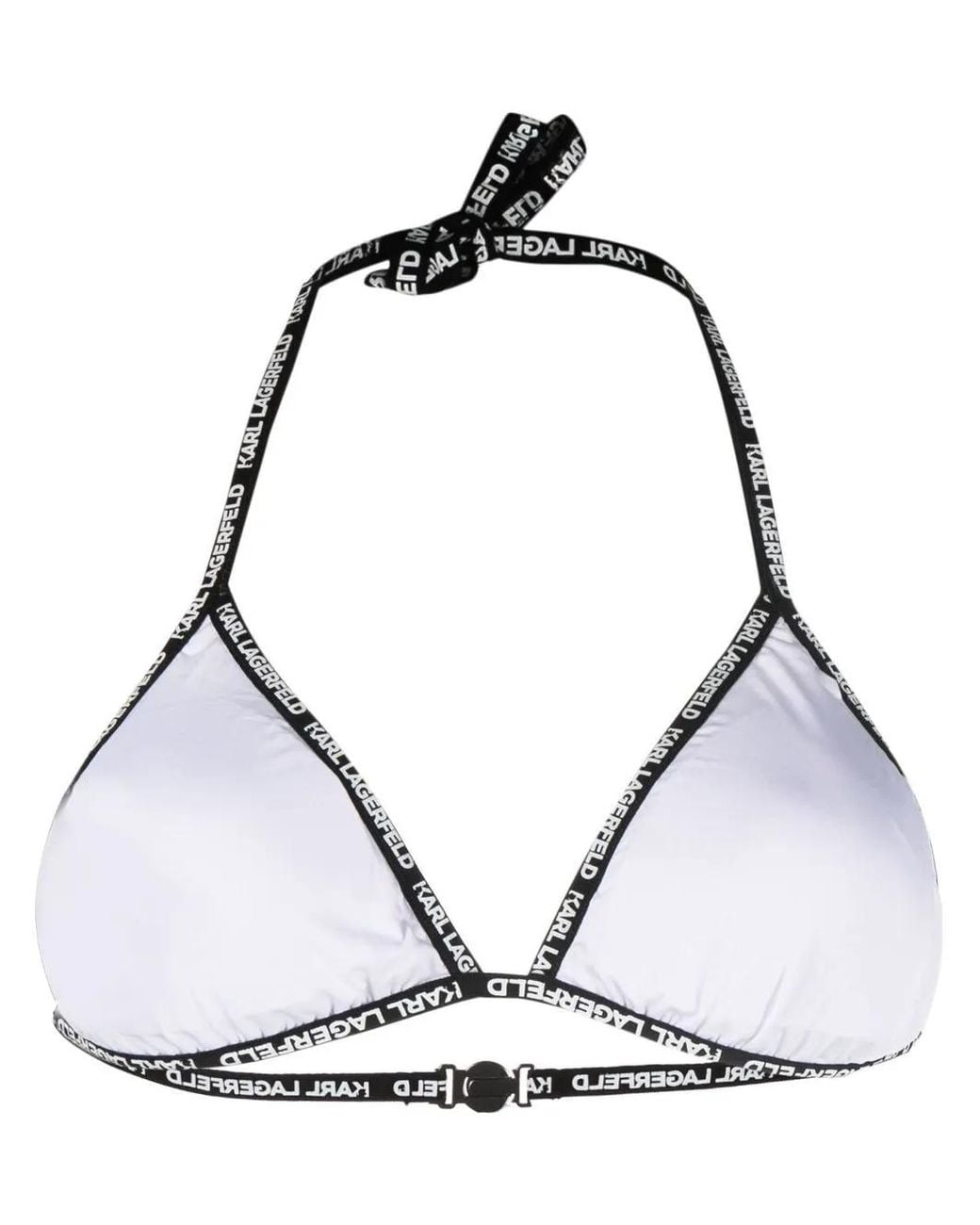 Karl Lagerfeld White Logo Waist Triangle Bikini Bottoms