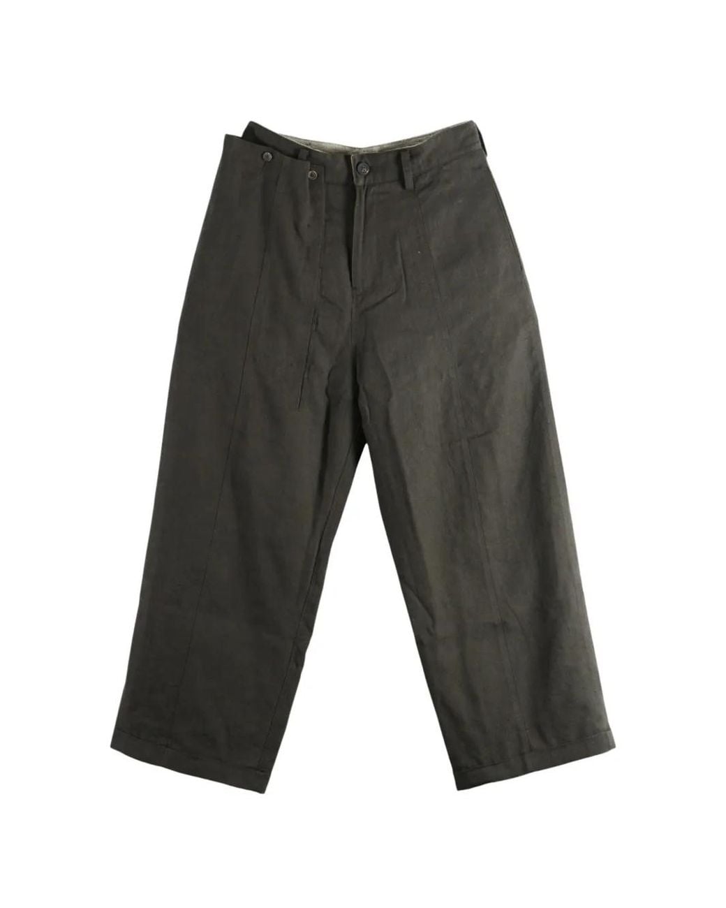 Ziggy Chen Gray Hidden Arc Asymmetric-Waistband Wide-Leg Trousers for men