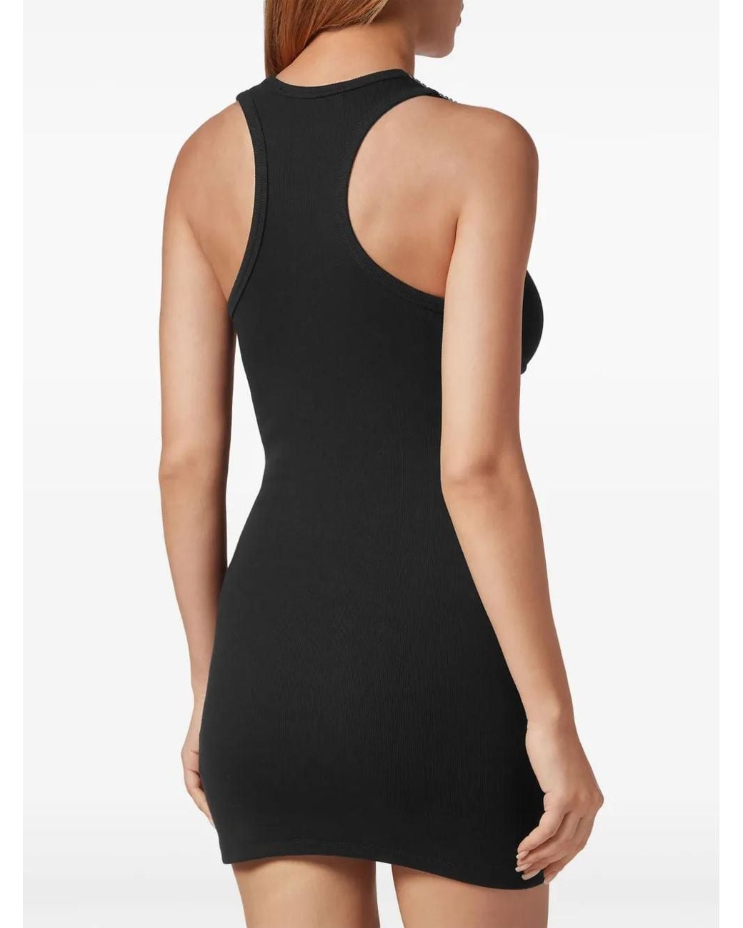 Philipp Plein Black Crystal-Embellished Tank Minidress