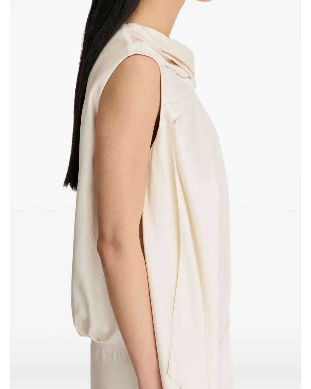 Loulou de Saison White Izia Draped Silk-Twill Dress