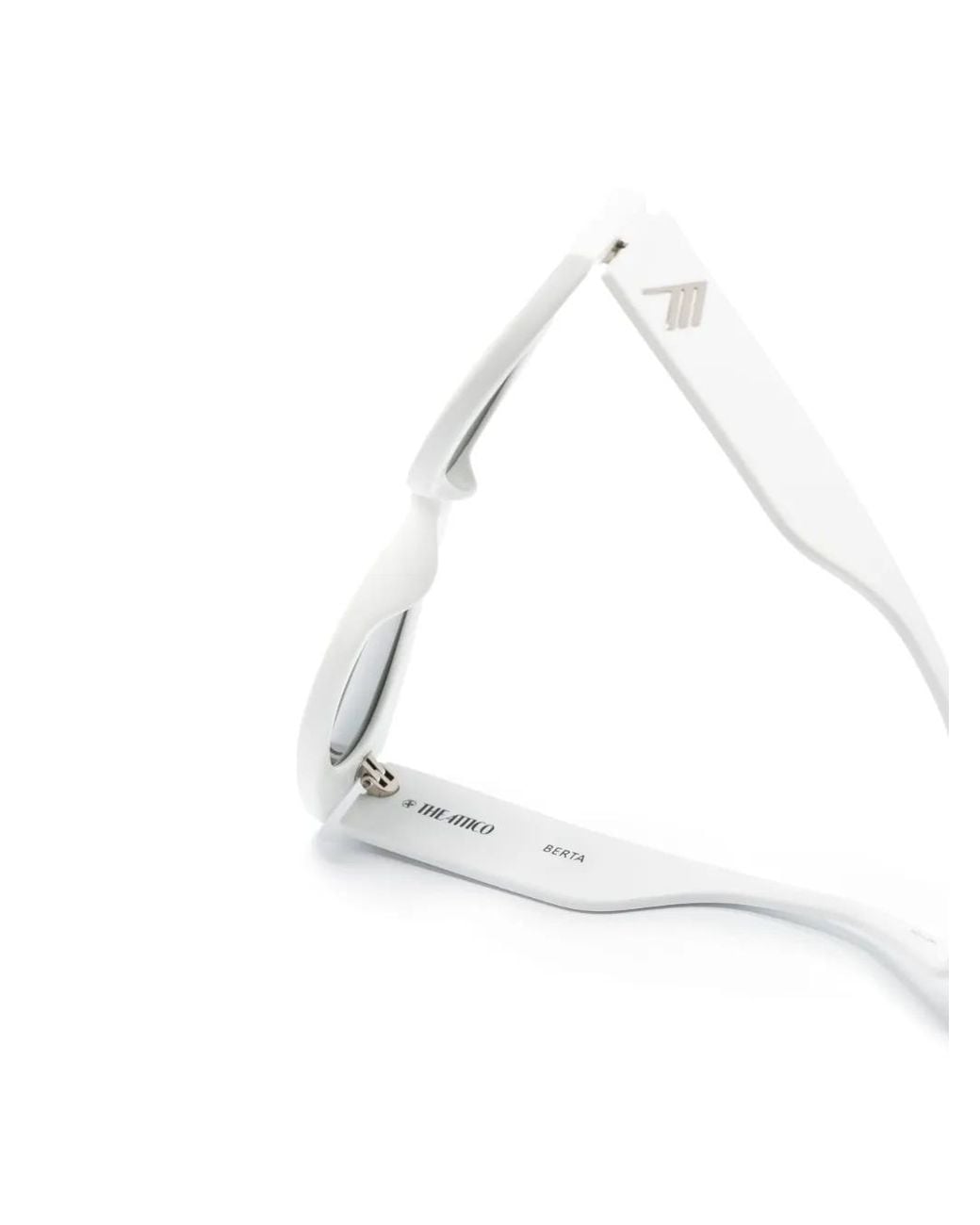 Female Orange Rectangle Linda Farrow Berta Oval Sunglasses in White | Lyst