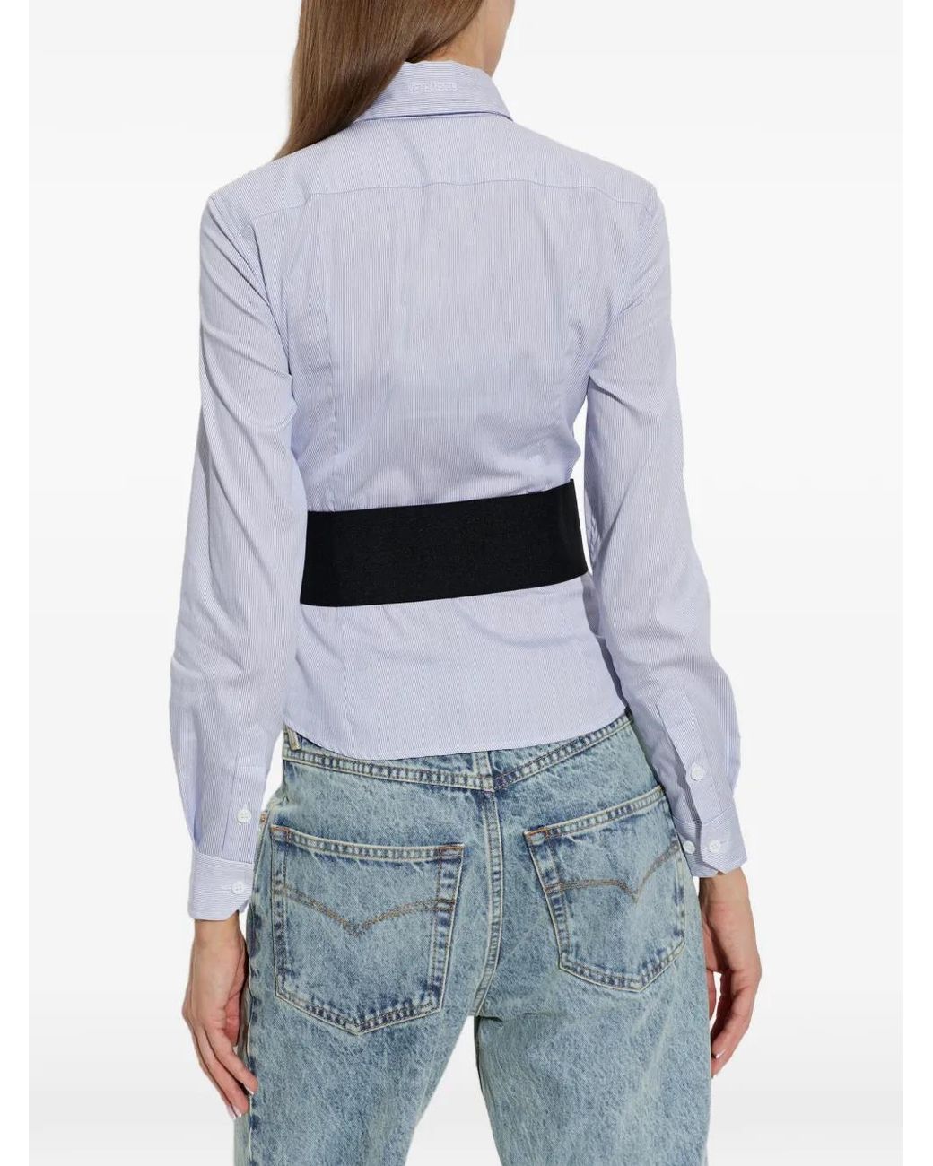 Vetements White Striped Waist-Belt Shirt