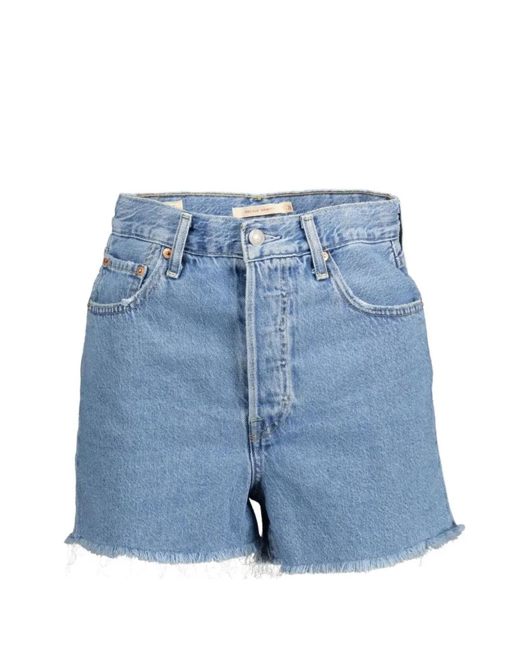 Levi's Blue Frayed-Hem Denim Shorts