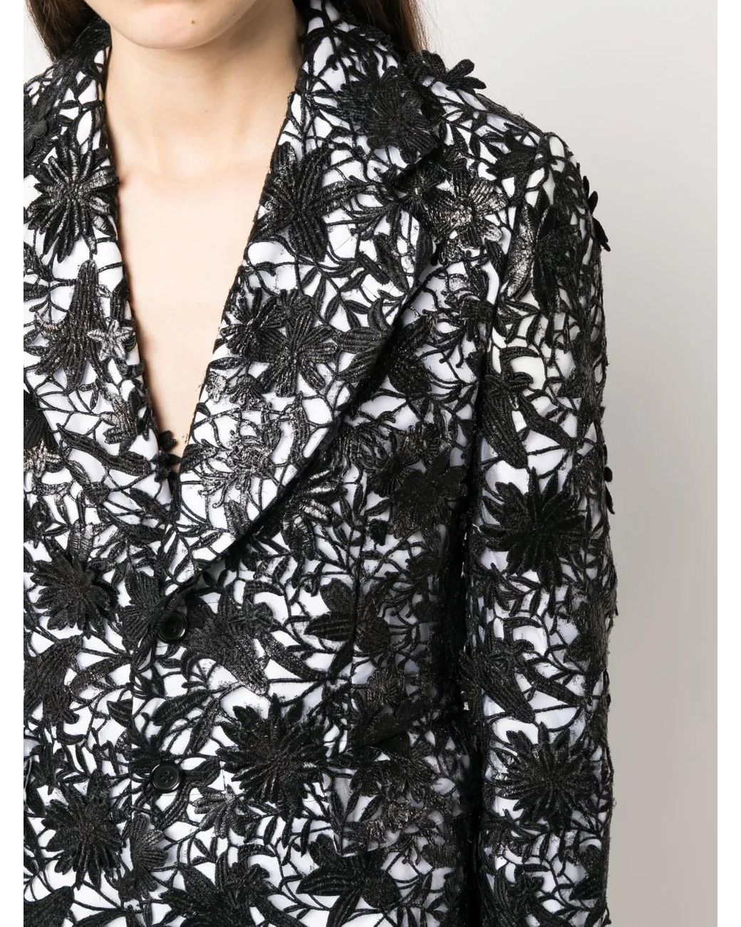 Comme des Garçons Black Floral-Lace Single-Breasted Blazer