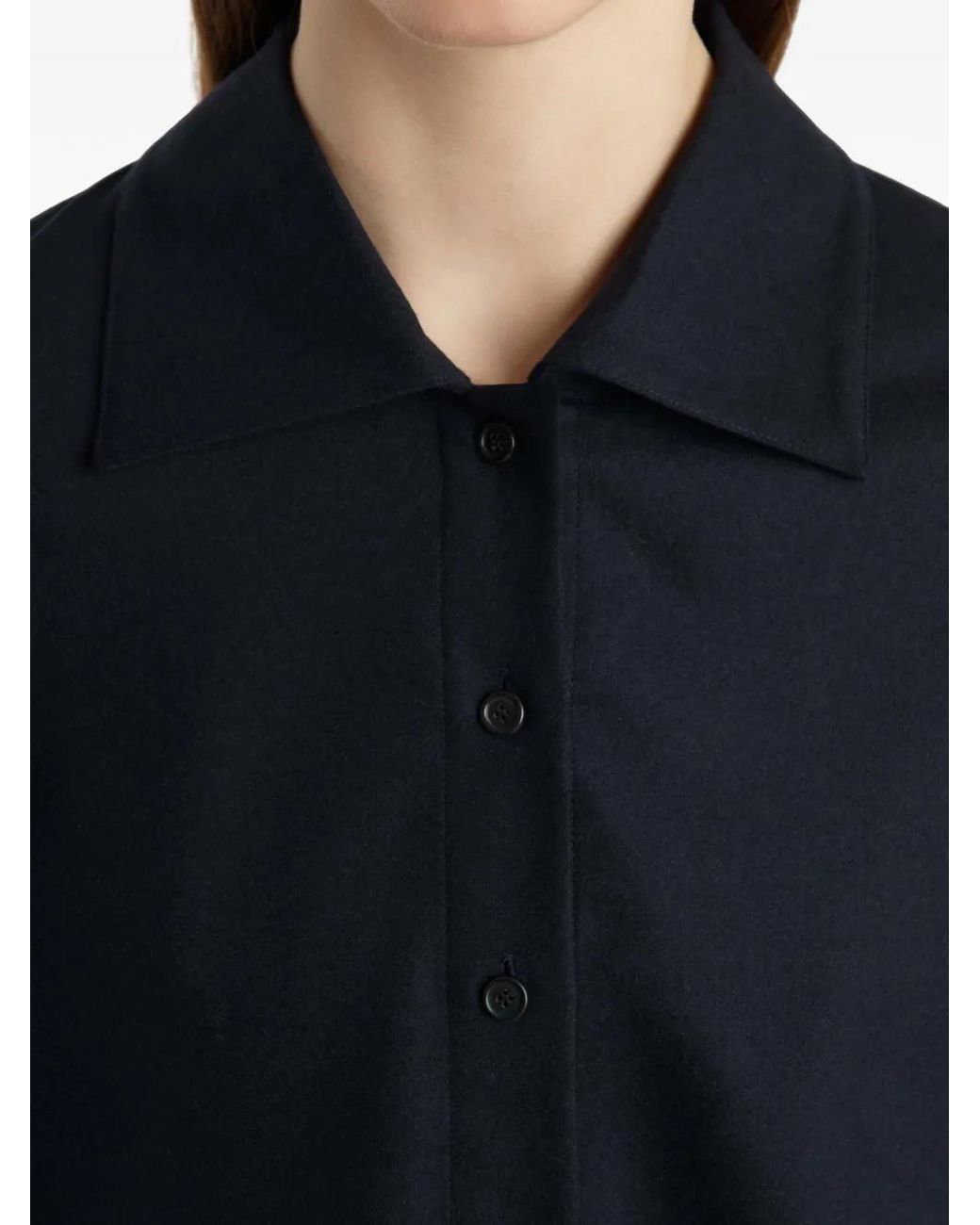Khaite Blue Collared Cropped Blouse