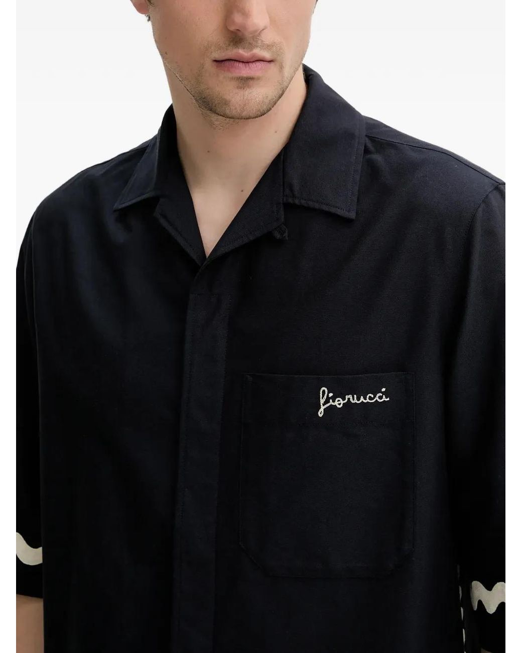 Fiorucci Black Embroidered Shirt for men