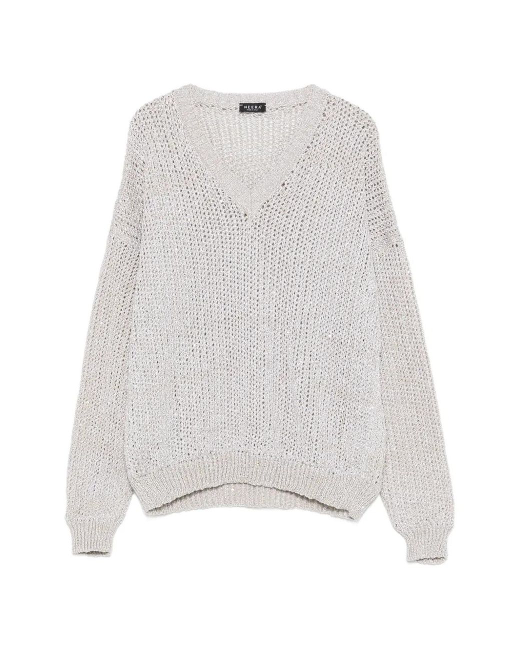 Neera White V-Neck Sweater