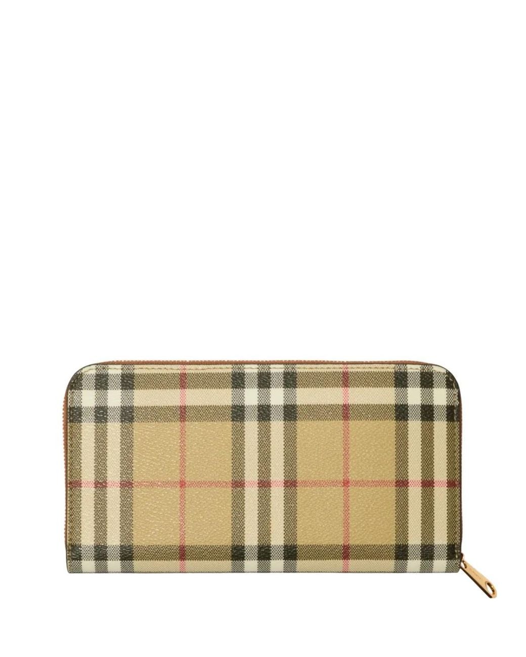Burberry Natural Checkered Zip-Up Wallet