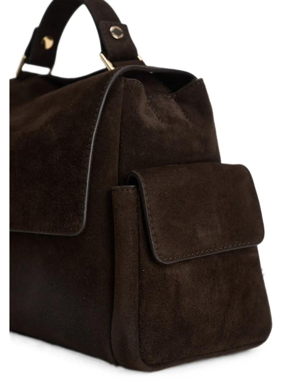 Orciani Black Logo-Plaque Suede Tote Bag