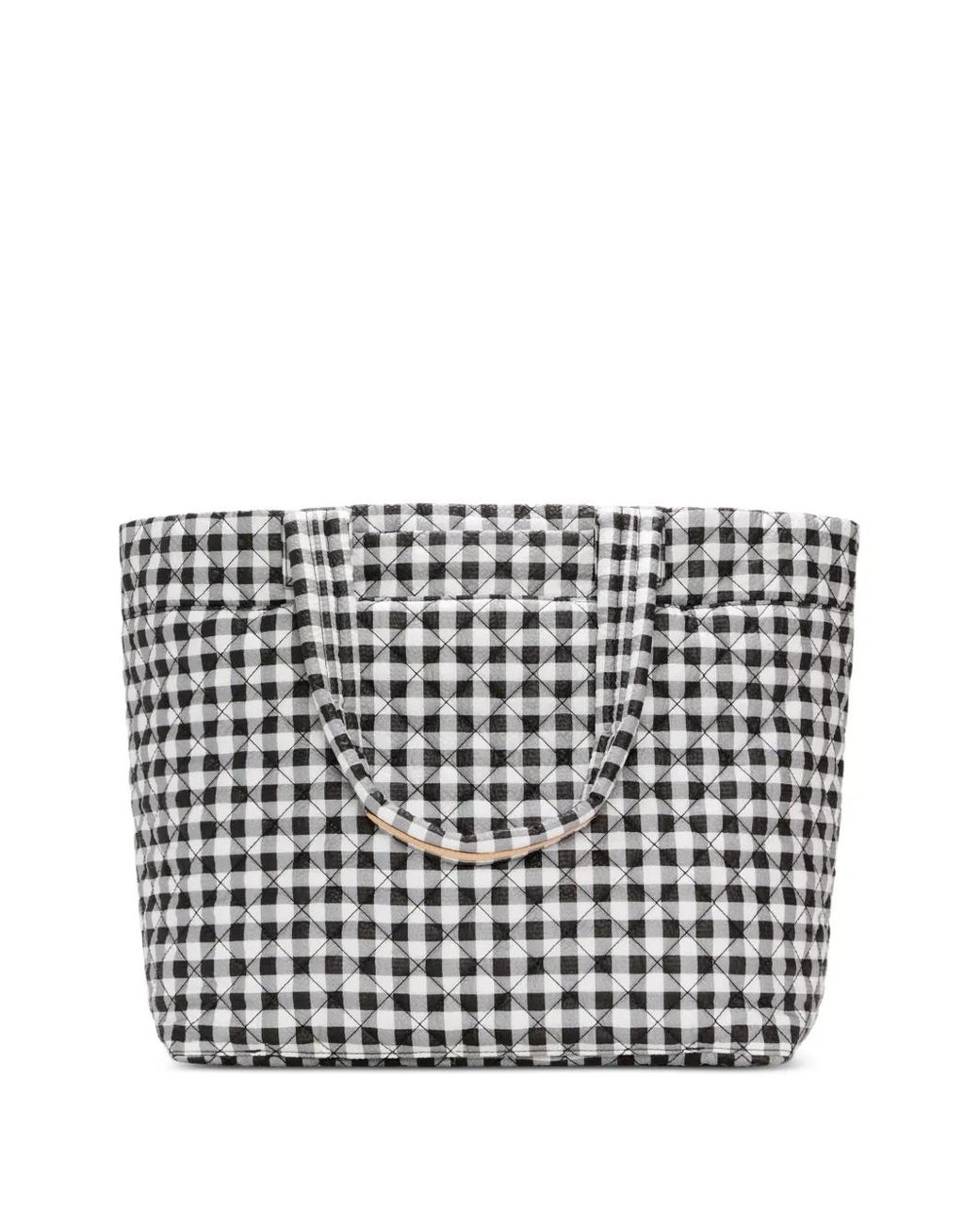 MZ Wallace Black Large Metro Deluxe Gingham Quilted Tote Bag