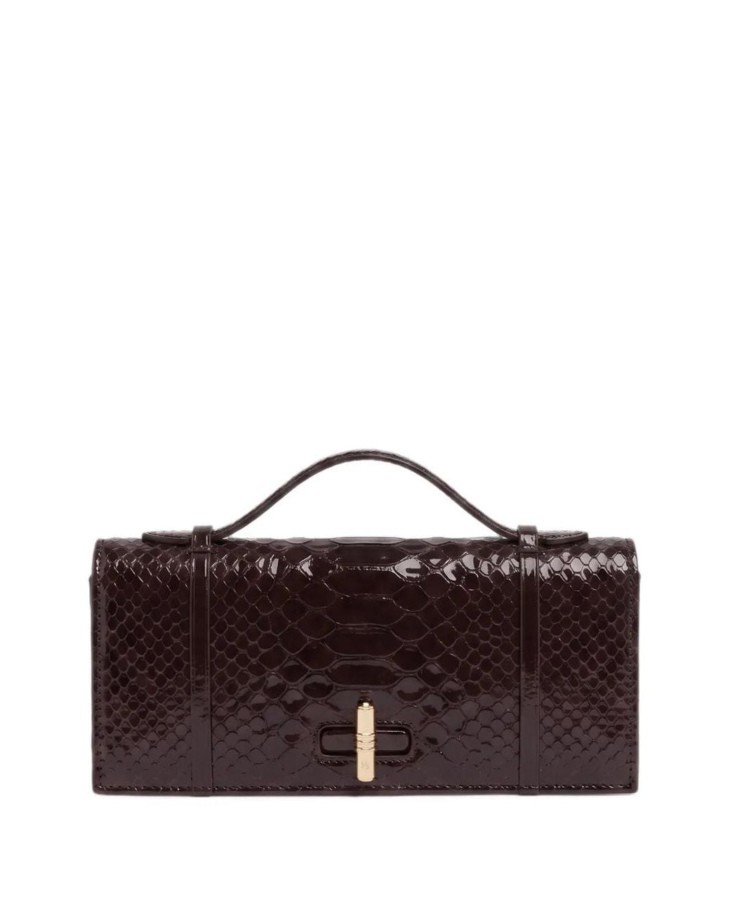 Malone Souliers Brown May Snake-Effect Leather Clutch Bag