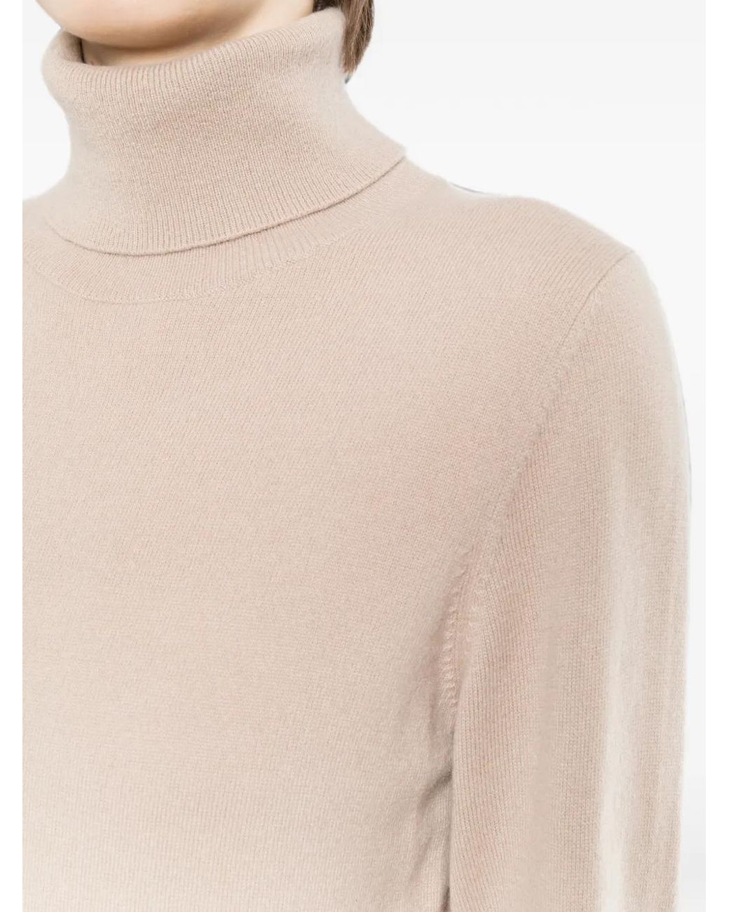 N.Peal Cashmere Natural Luna Roll-Neck Top