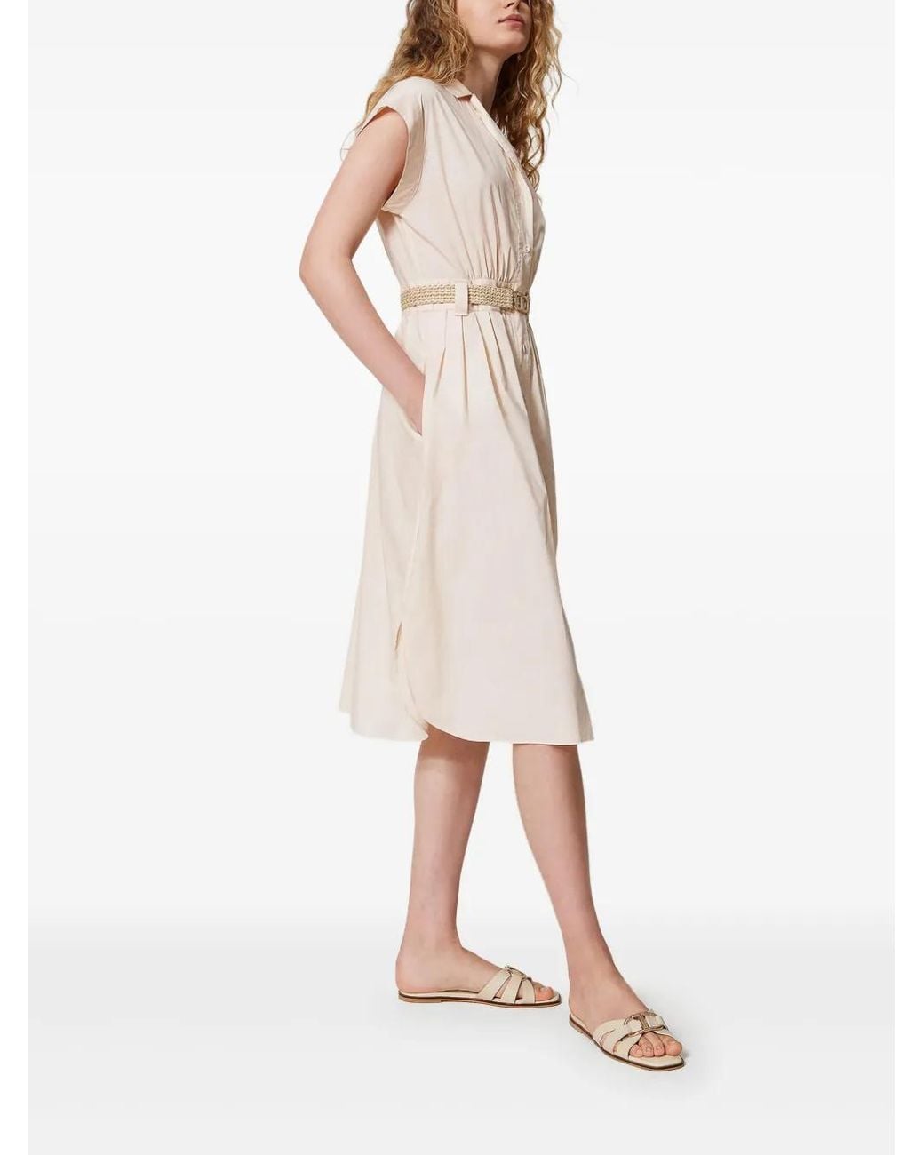 Twinset Natural Button-Down Dress