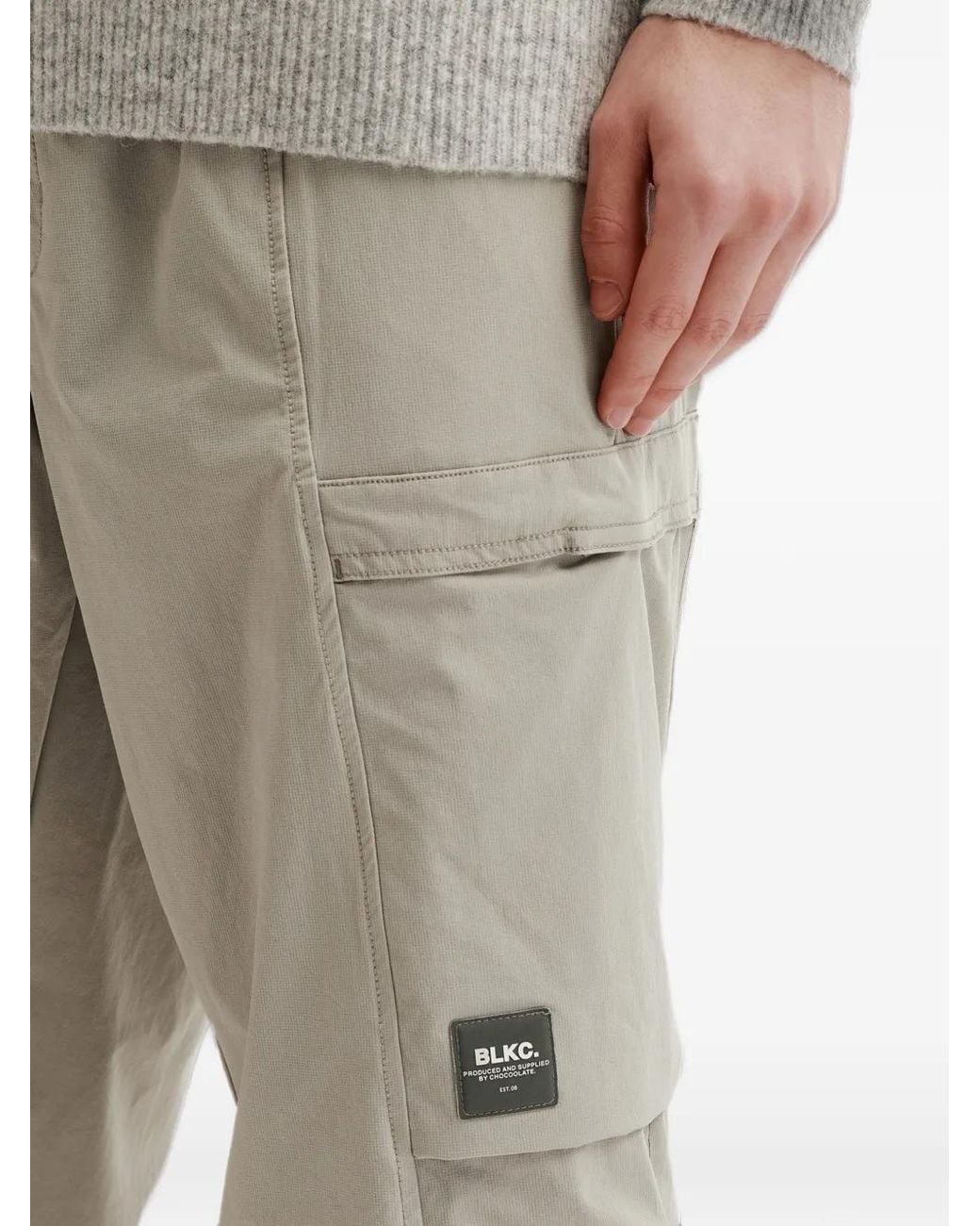 Chocoolate Gray Logo-Patch Cargo Pants for men