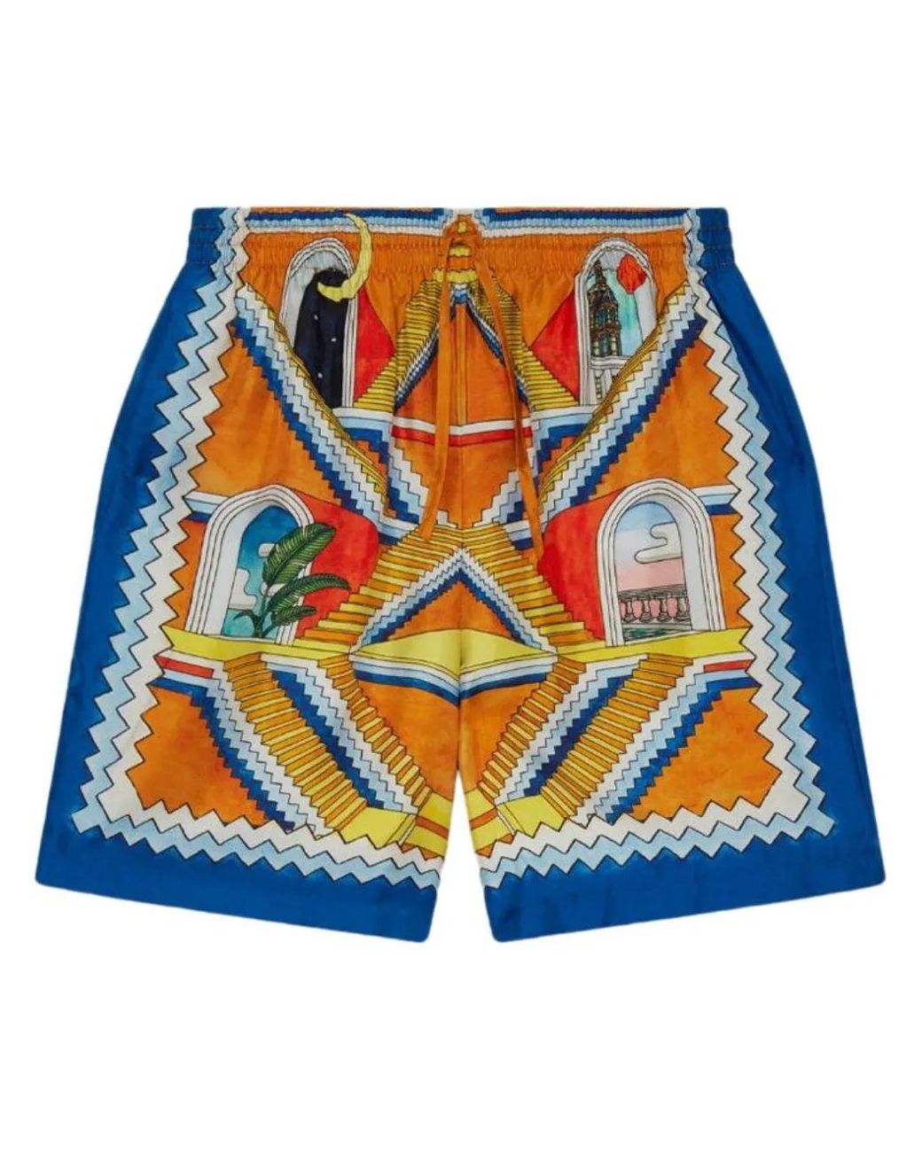 Casablanca Blue Escalier Infini Silk Shorts for men