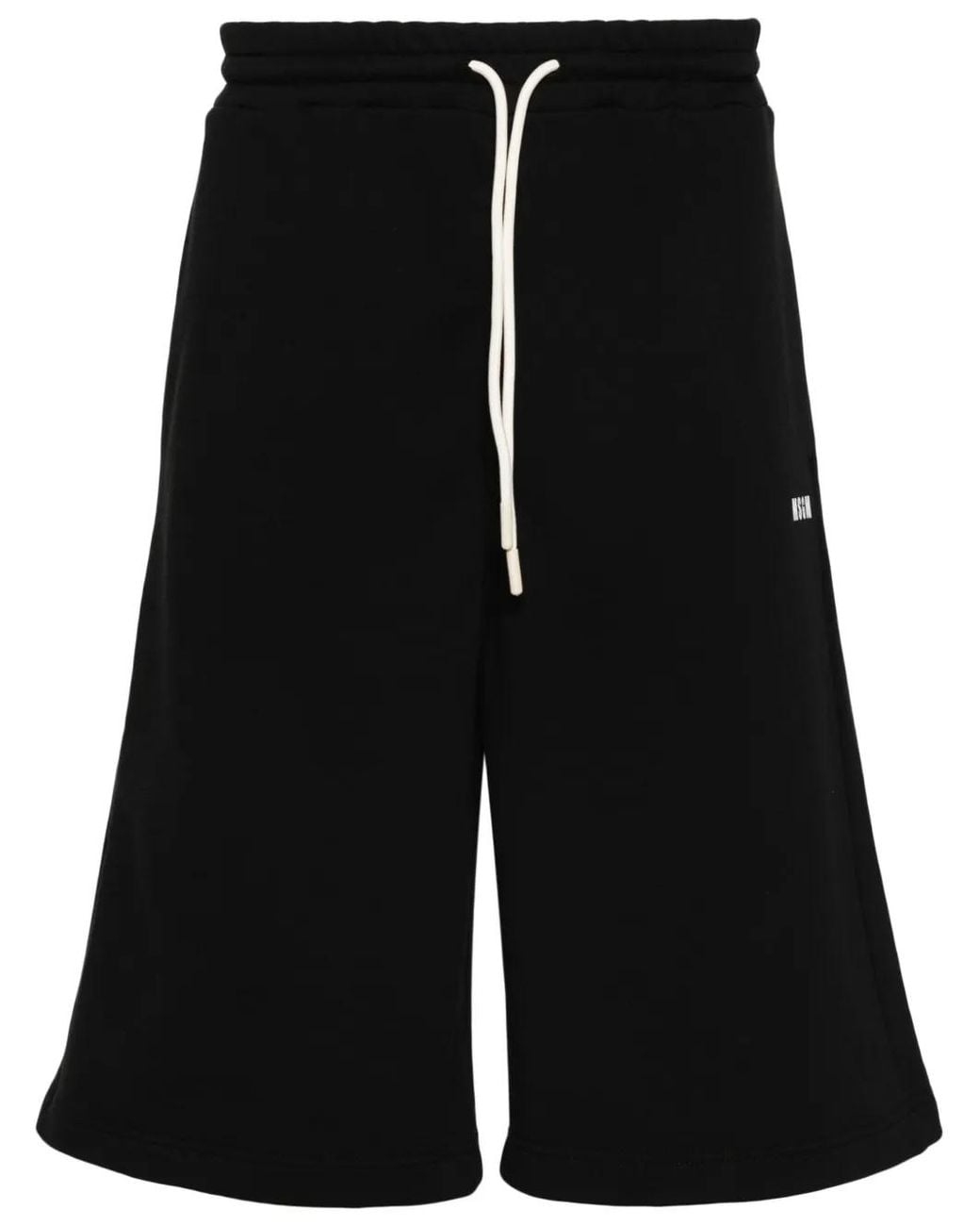 MSGM Black Drawstring Track Shorts
