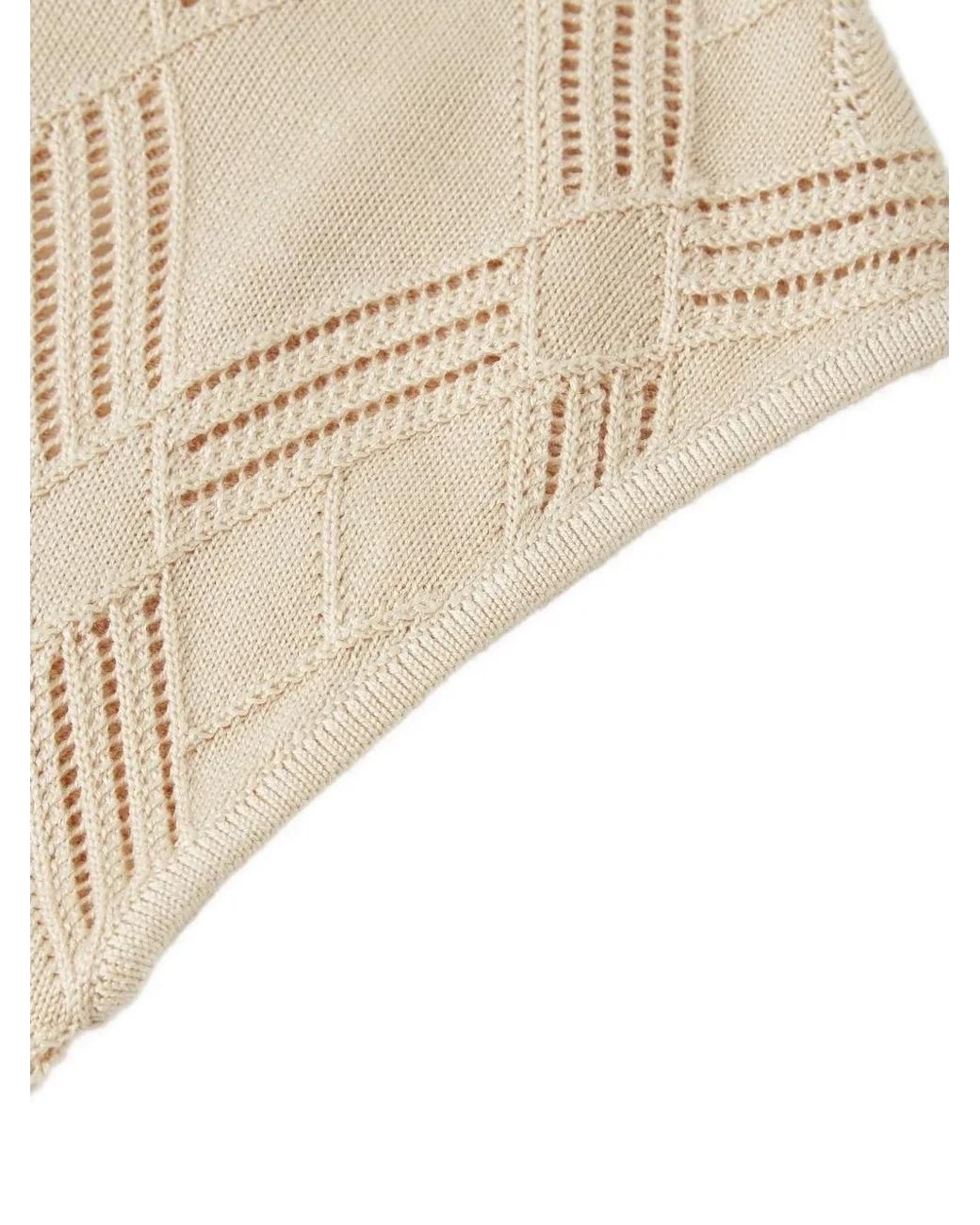 Shanghai Tang Natural Openwork-Knit Frog-Fastening Top