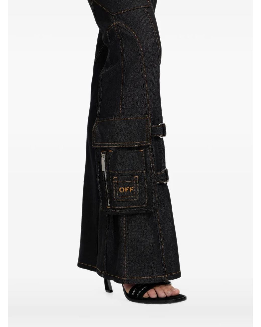 Off-White c/o Virgil Abloh Black Denim Pocket Belt Flare Trousers