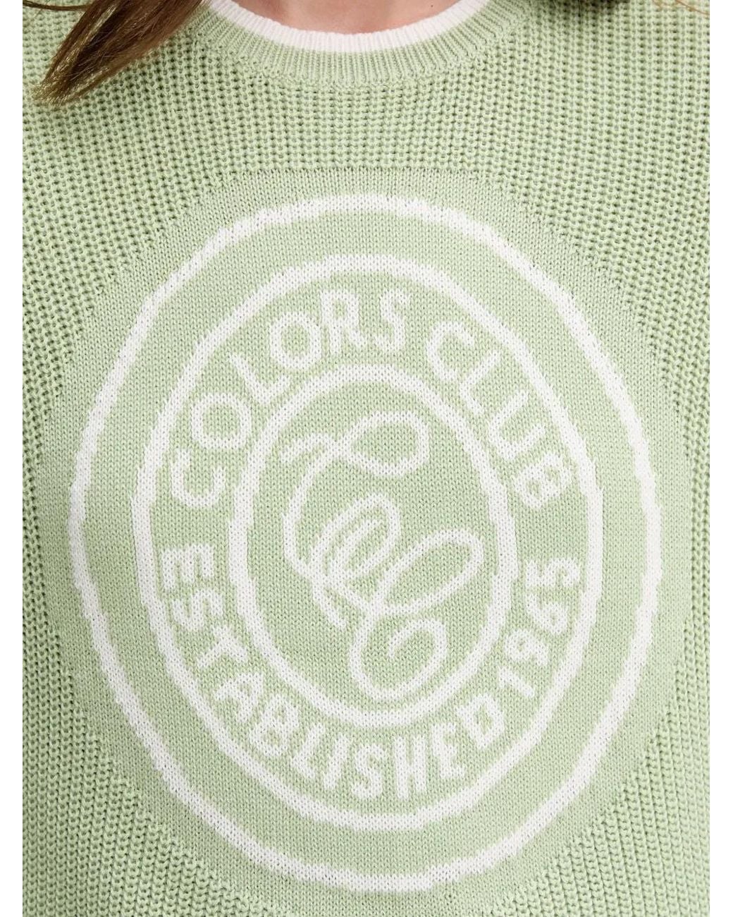Benetton Green Intarsia Logo Knit Top