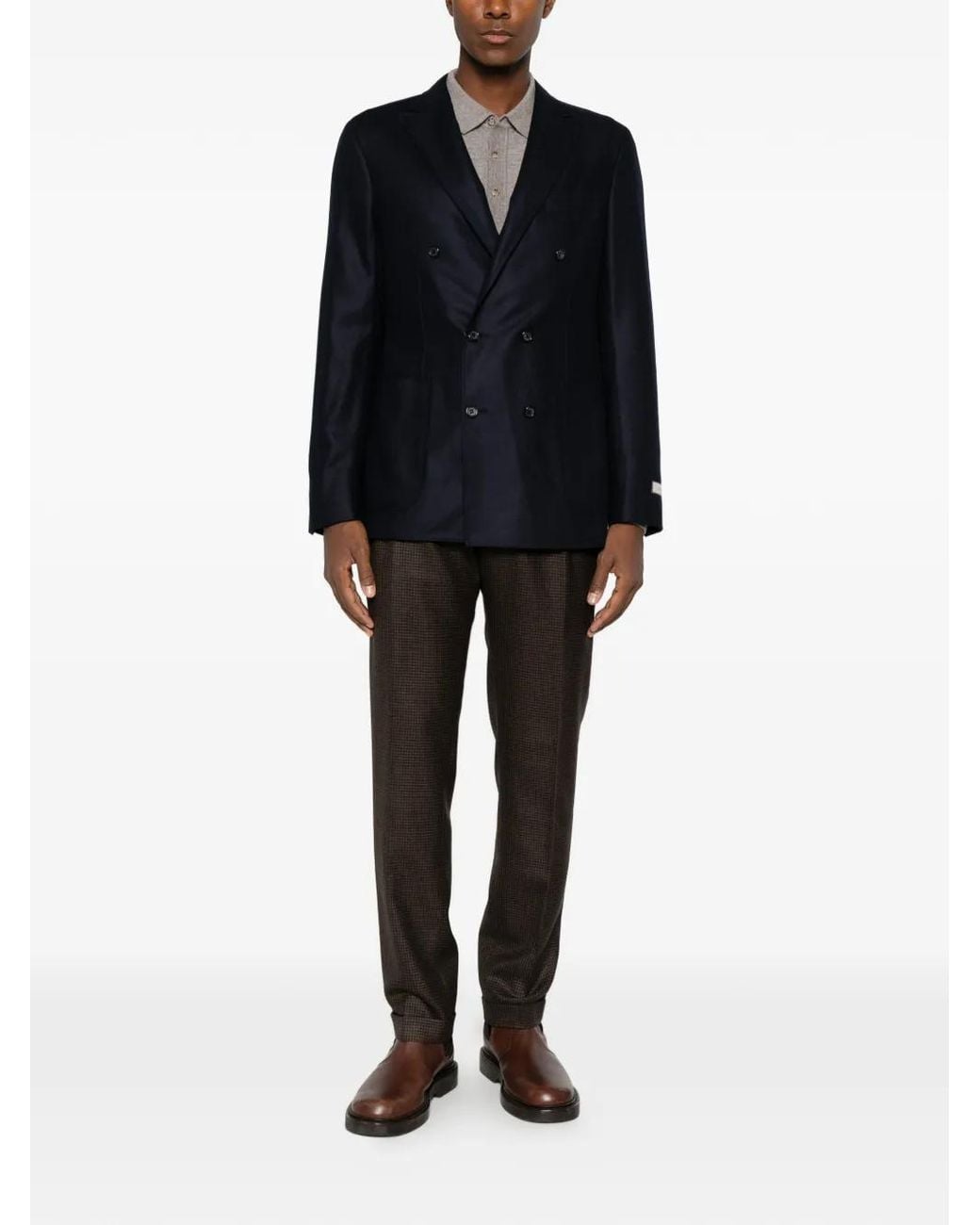 Canali Black Double-Breasted Wool Jacket for men