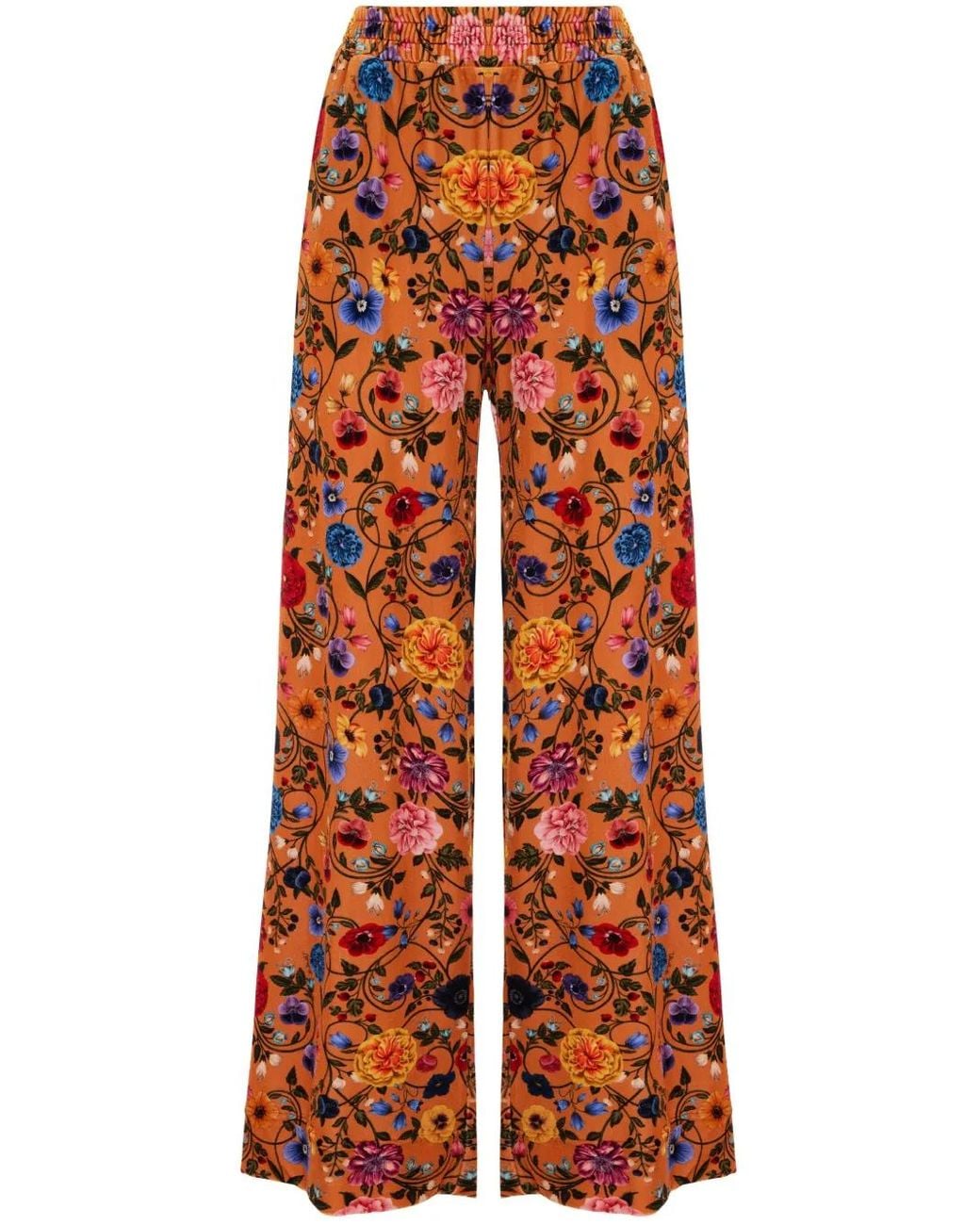 LaDoubleJ Orange Pantalon Palazzo À Fleurs