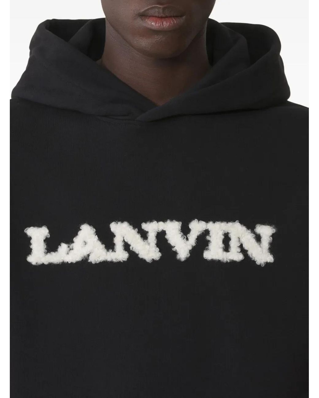 Lanvin Black Embroidered Hoodie for men