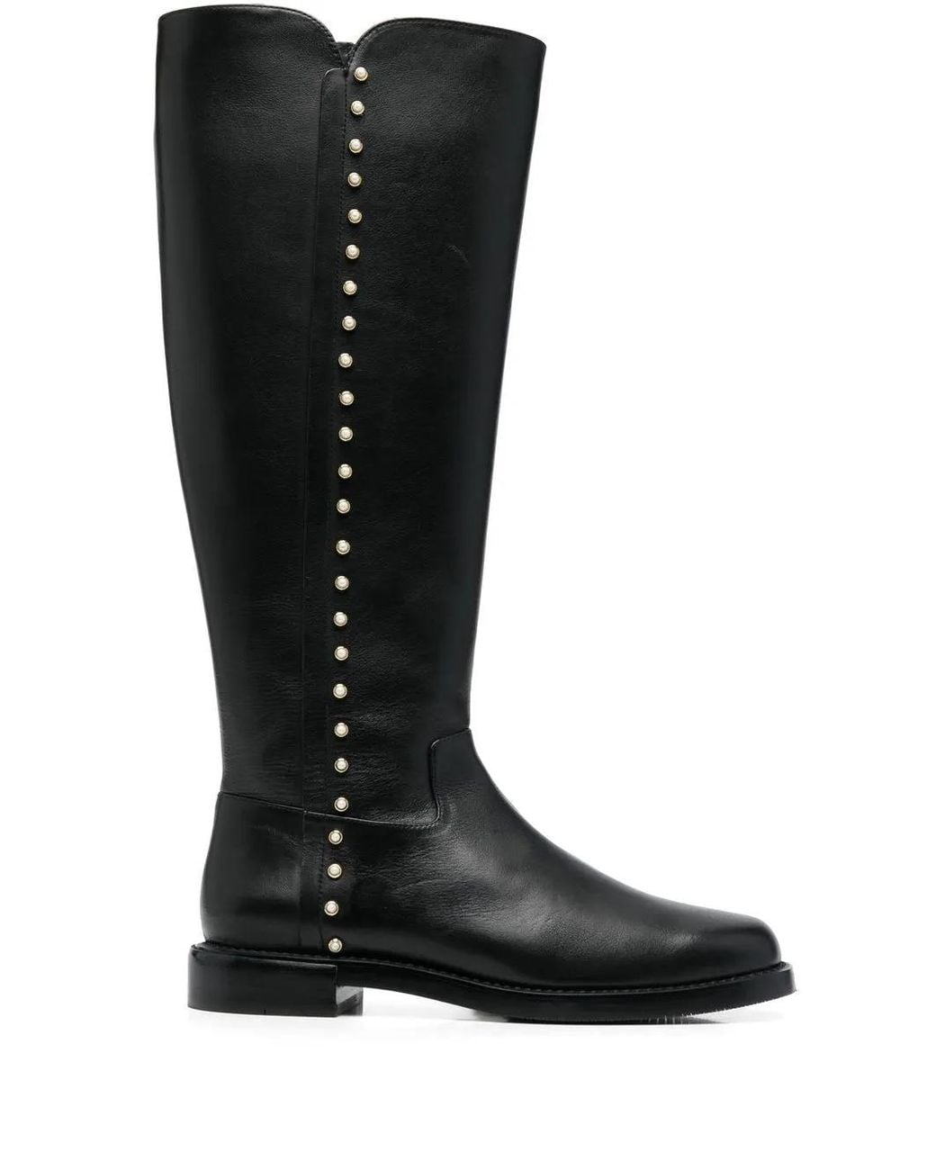 Stuart Weitzman Black Pearl-Embellished Detail Boots