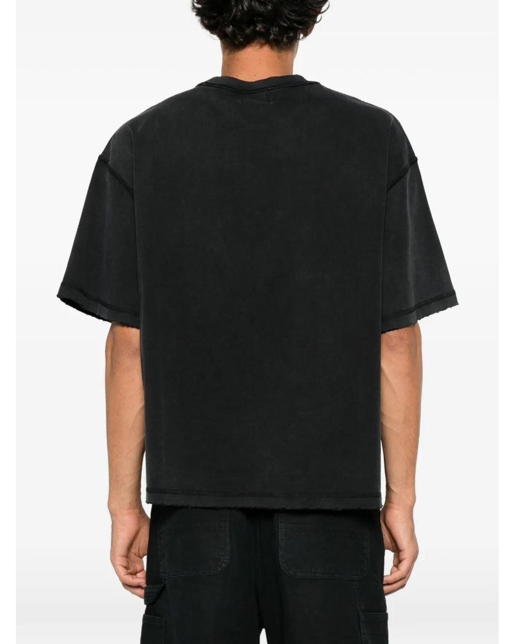 DIET STARTS MONDAY Black Graphic-Print Raw-Edge T-Shirt for men