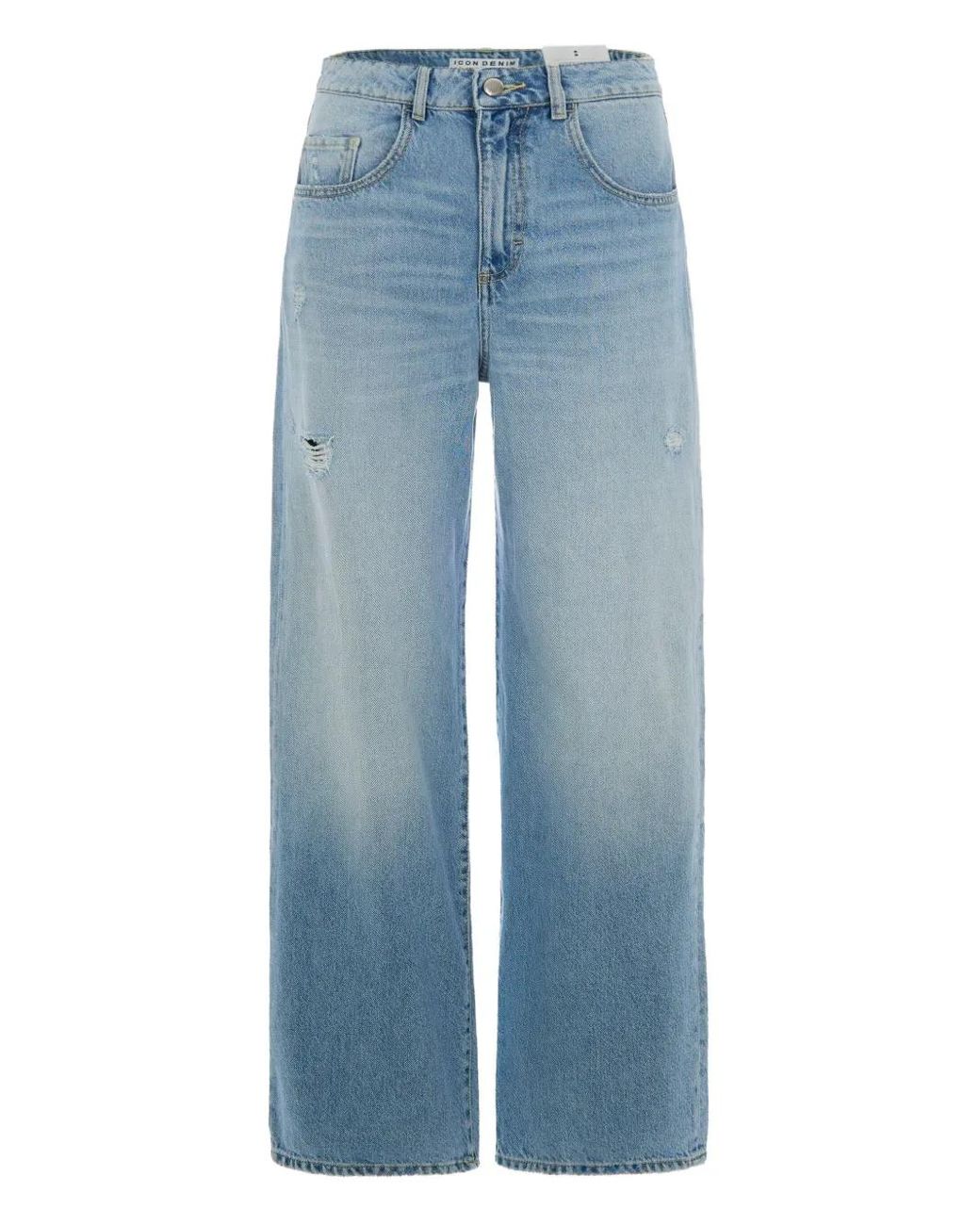 ICON DENIM Blue Distressed-Detail Jeans