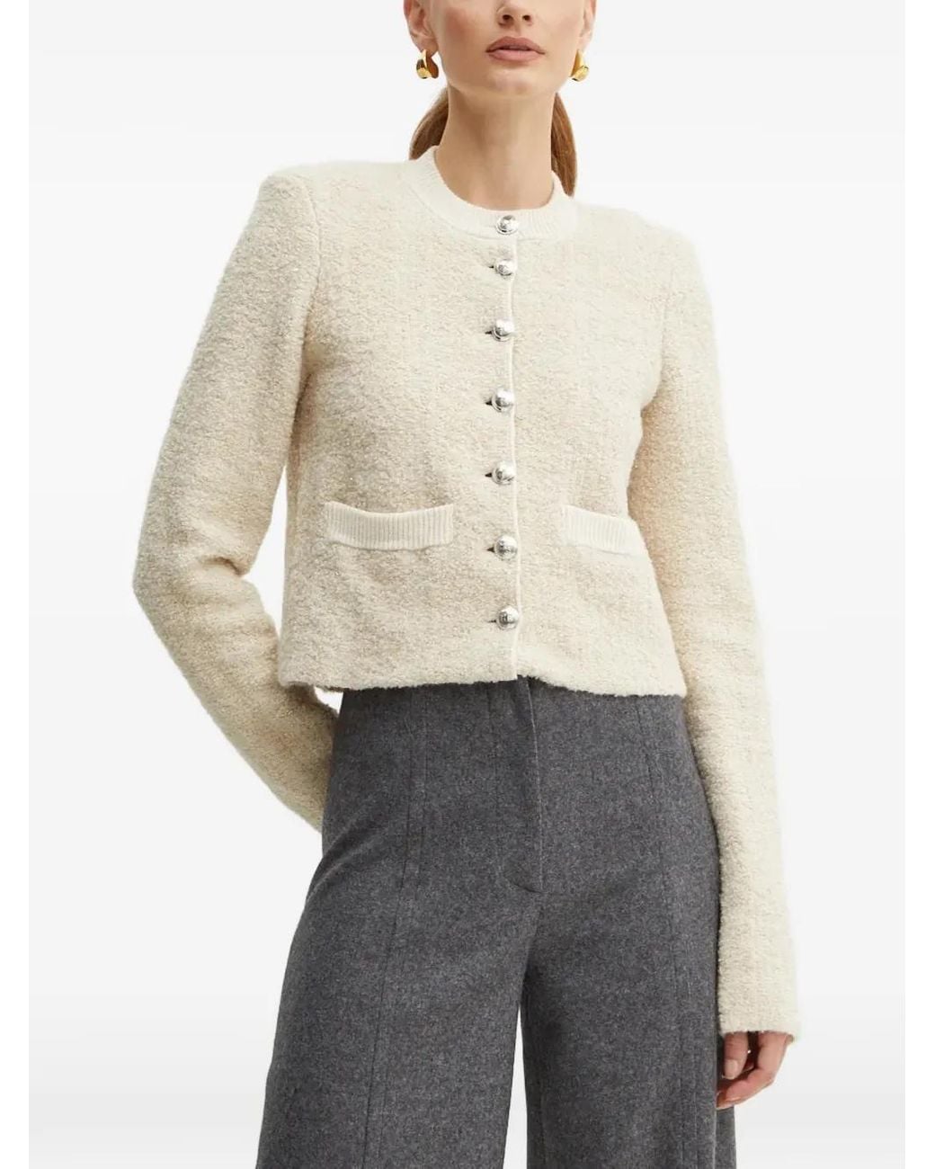 Patrizia Pepe Natural Bouclé Cardigan