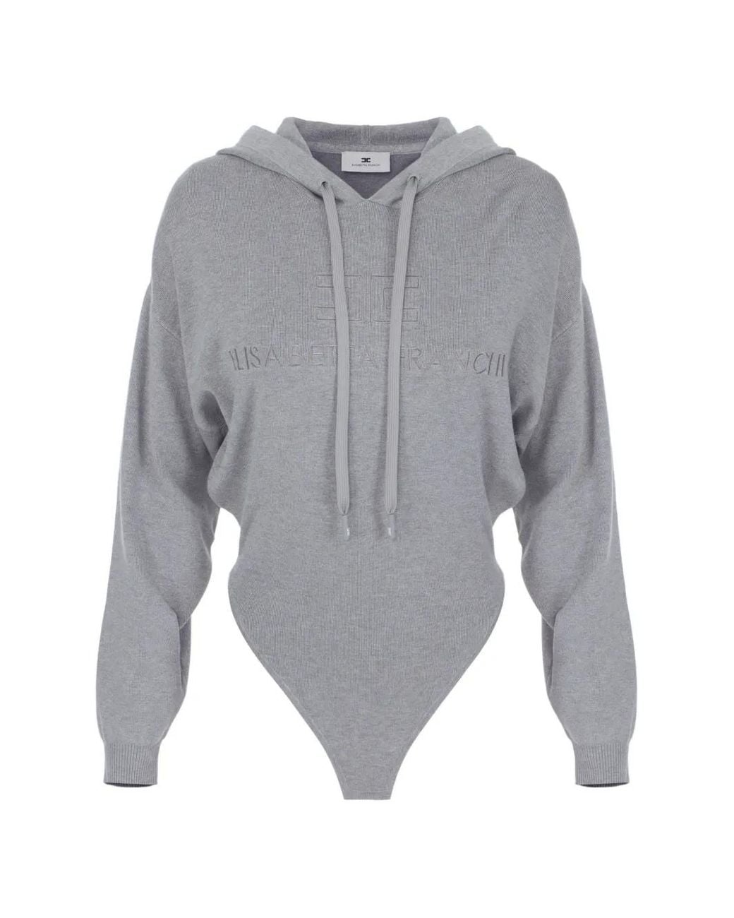 Elisabetta Franchi Gray Hooded Bodysuit