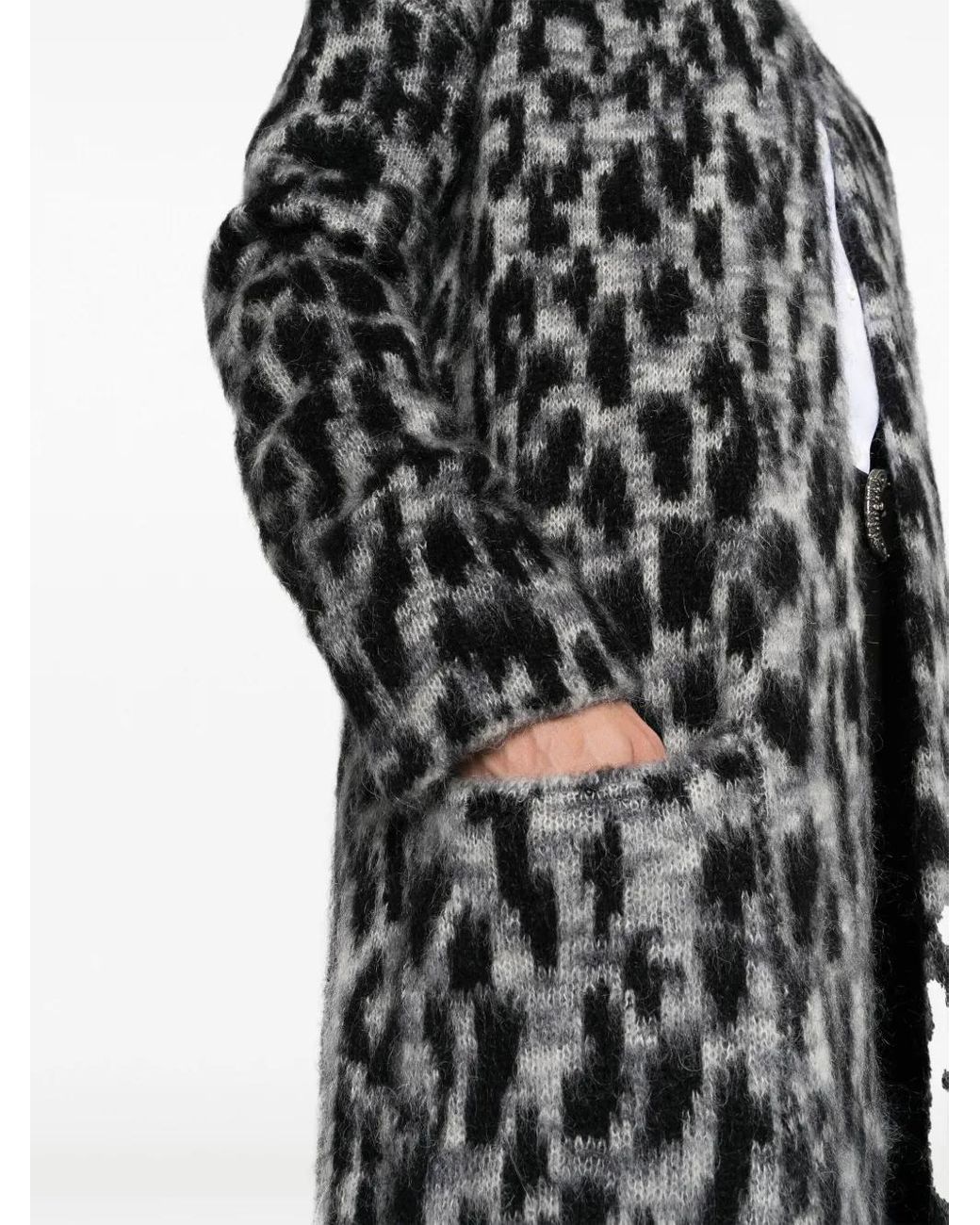 Zadig & Voltaire Black Leopard-Print Cardigan Coat