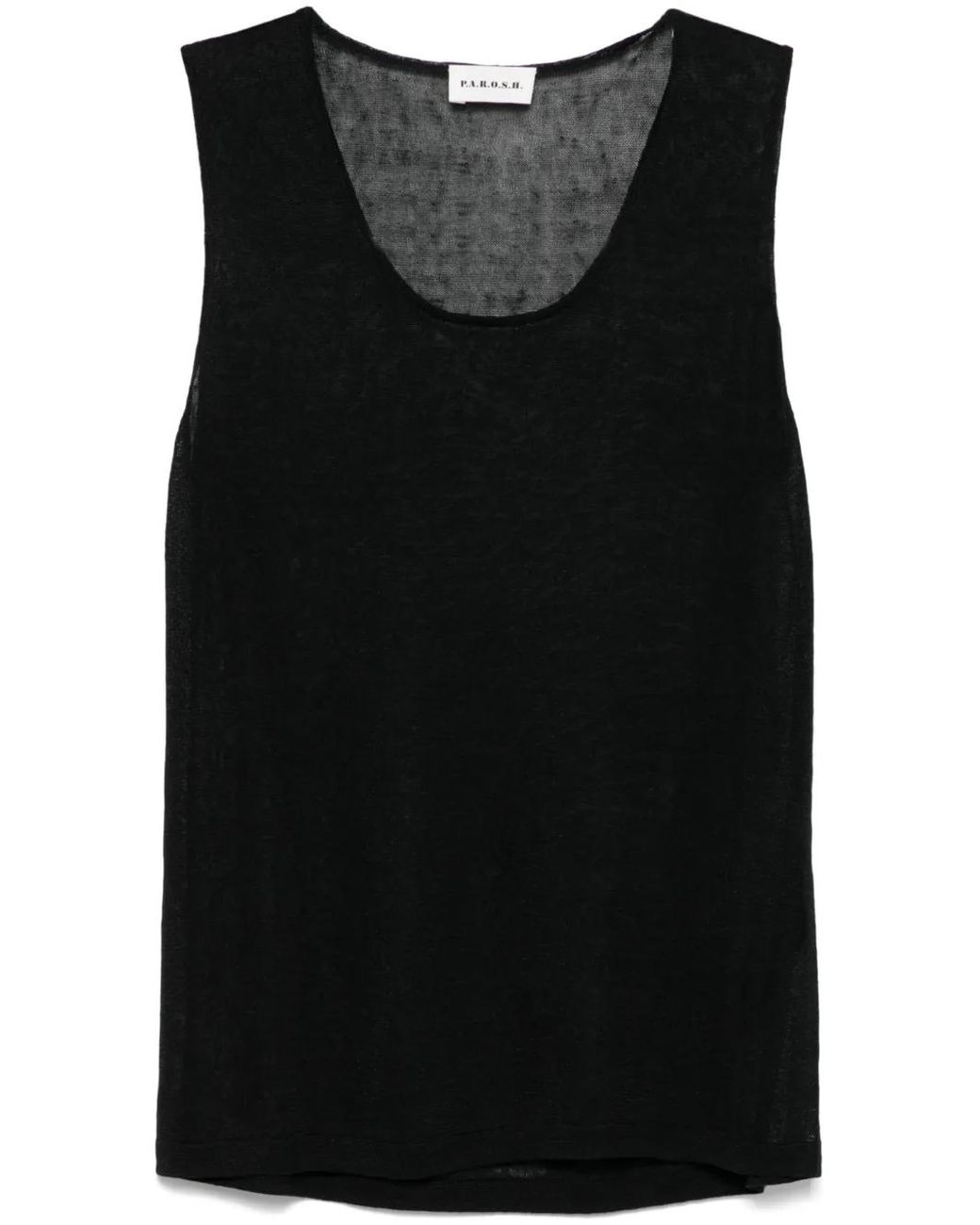 P.A.R.O.S.H. Black Fine-Knit Tank Top