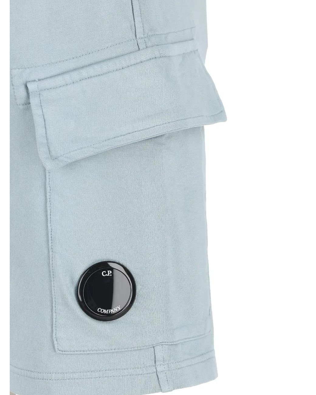 C P Company Blue Light Fleece Cargo Lens Sweatshorts for men
