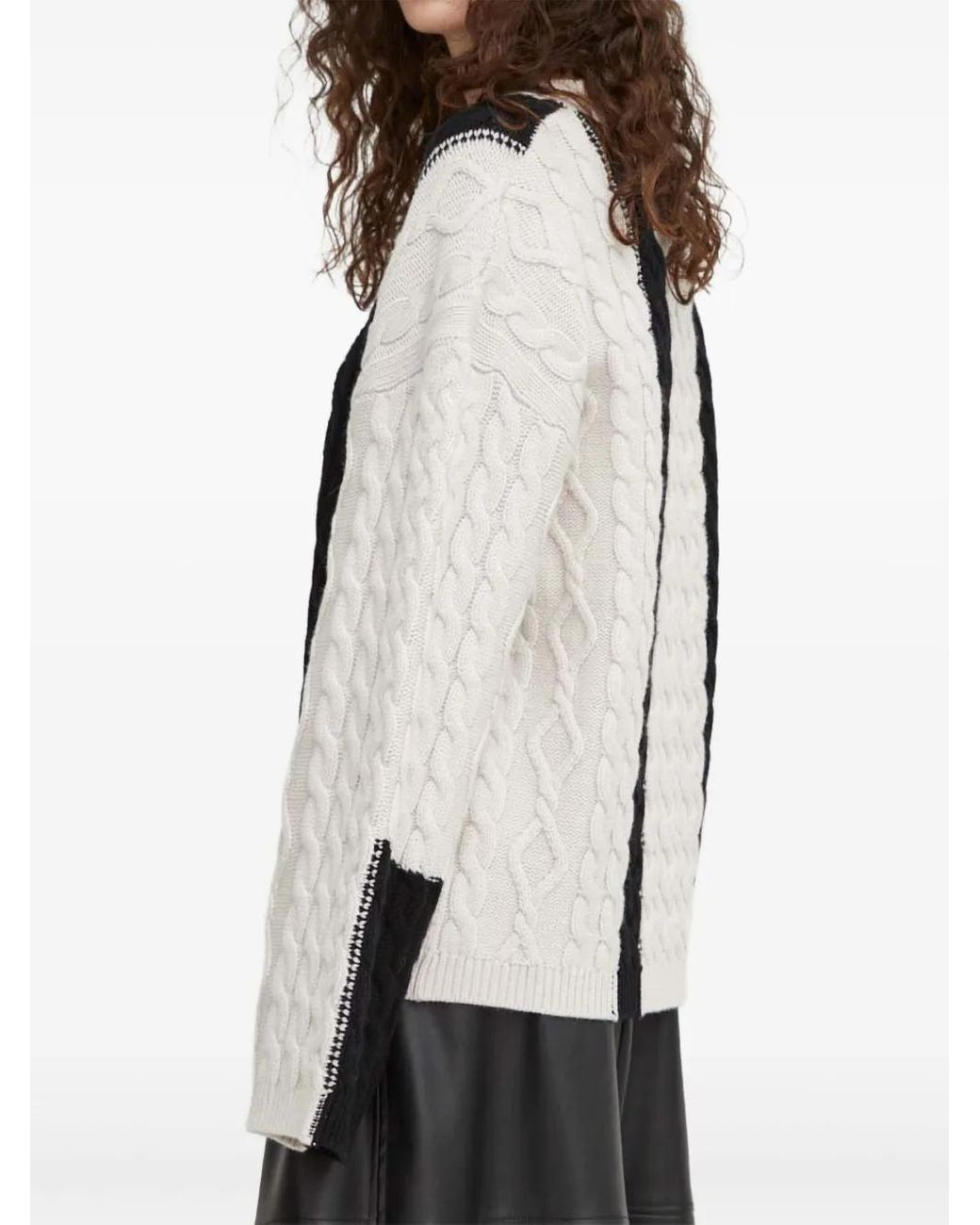 Herskind White Cable Knit Panelled Sweater