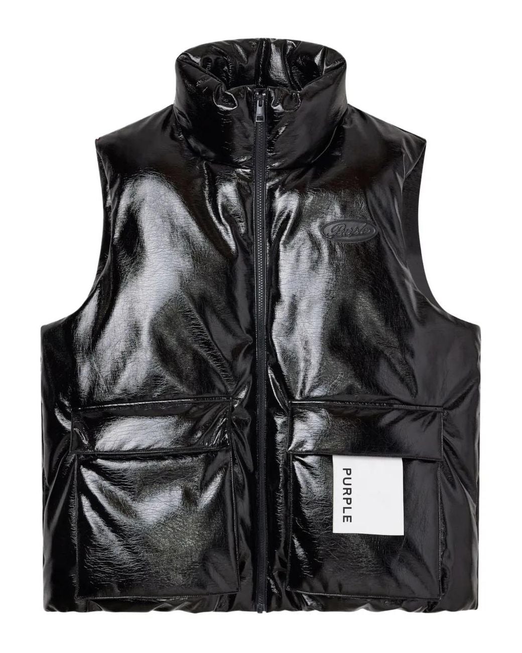 Purple Brand Black High-Neck Gilet for men