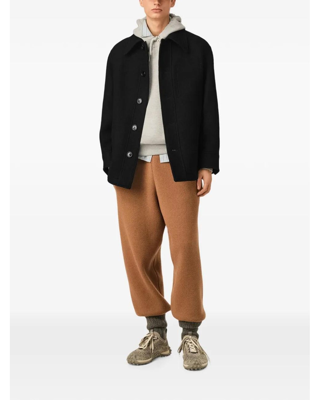 AMI Black Wool Button-Down Jacket