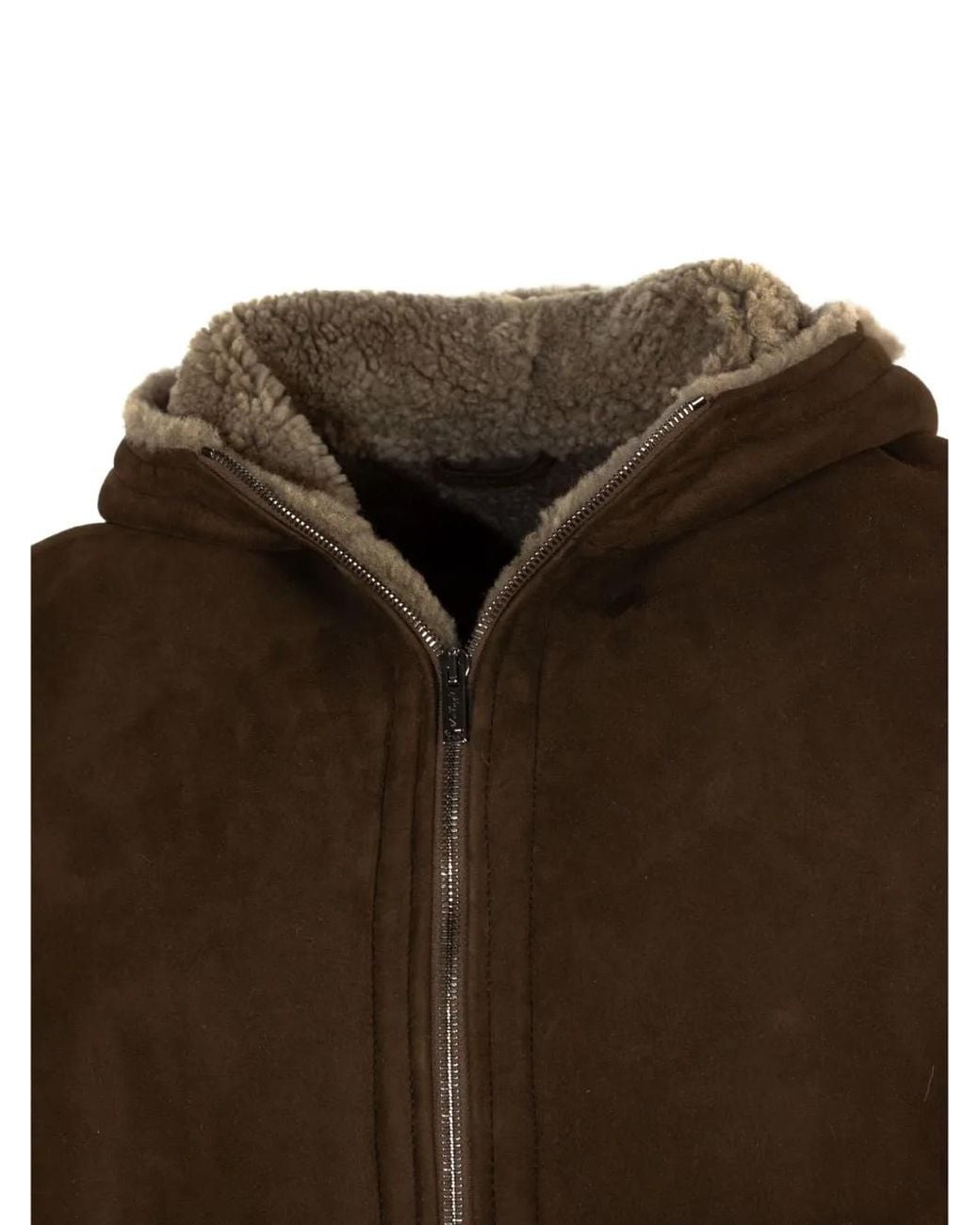 Volfagli Brown Manteau Bordé De Fourrure for men