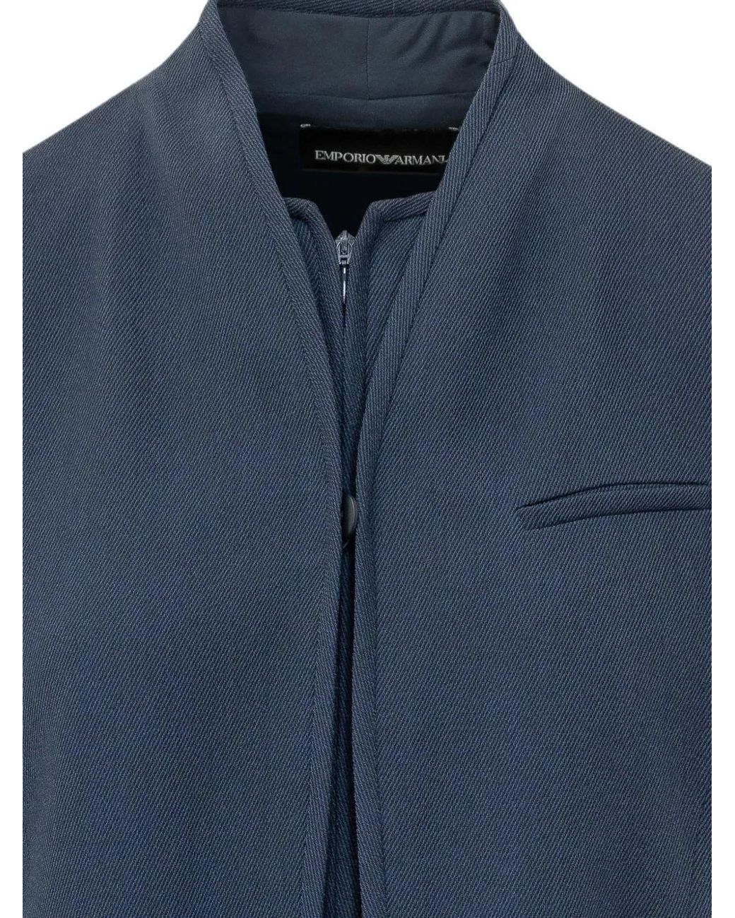 Emporio Armani Blue Veste Avec Bavoir En Crêpe Gabardine Signature Capsule