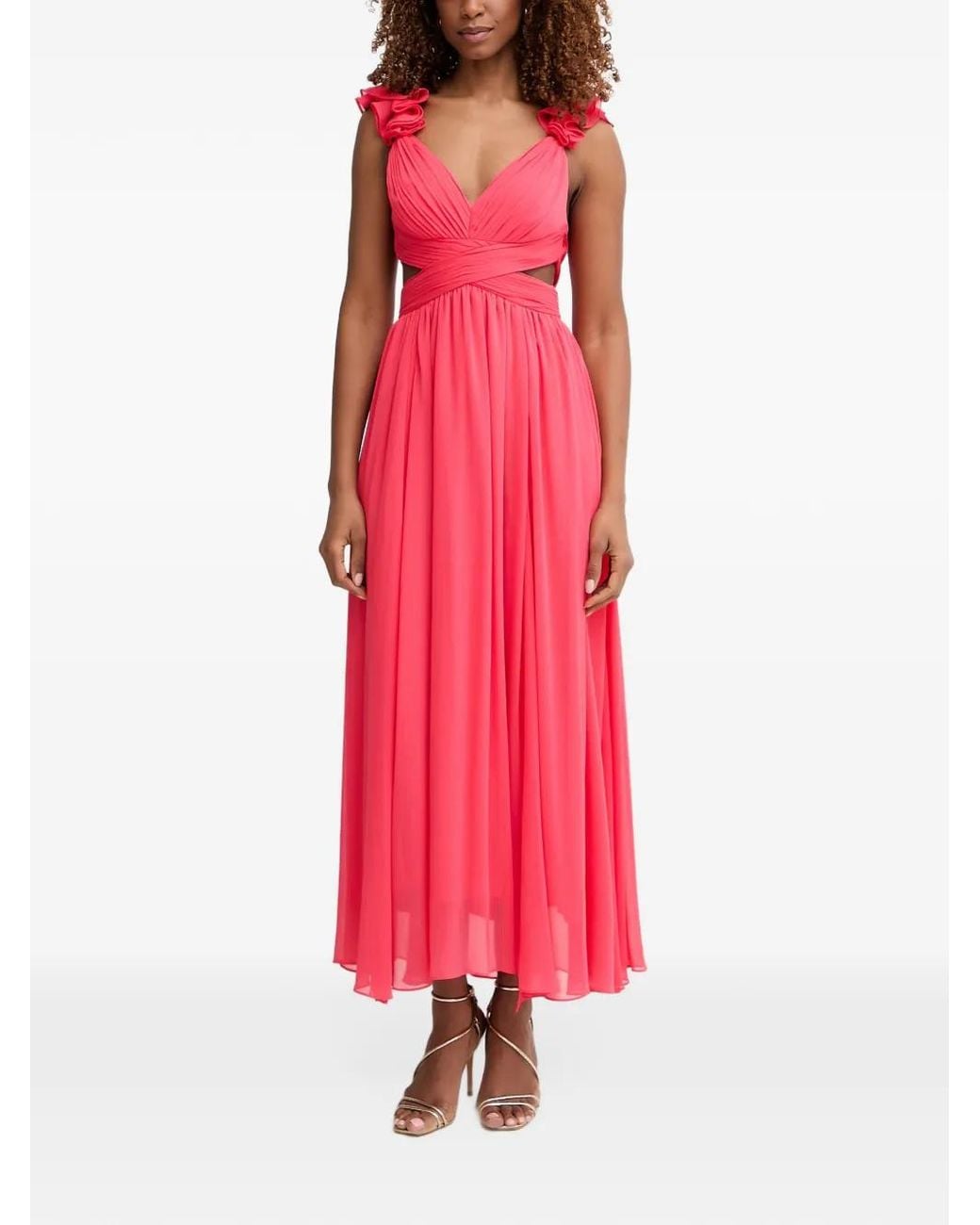 Morgan Pink Ruffled Cut-Out Maxi Dress