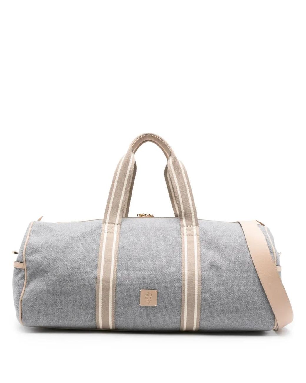 Eleventy Gray Striped-Panel Duffle Bag for men