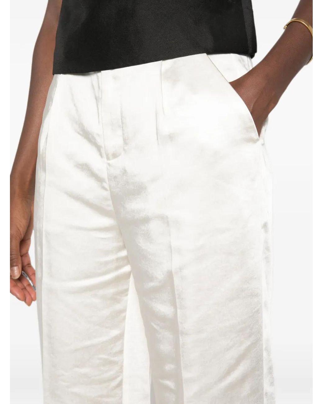 Self-Portrait White Satin Trousers