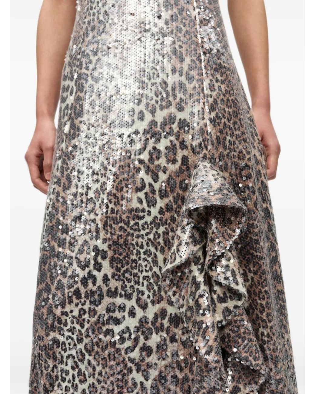 Ganni Gray Leopard-Print Dress