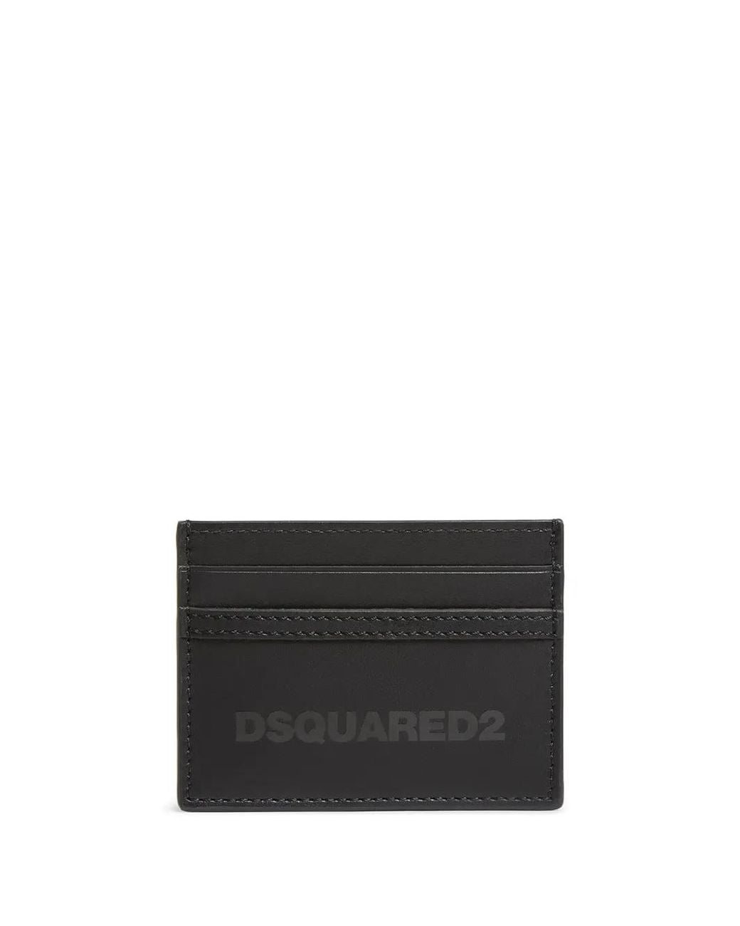 DSquared² Black Logo-Print Card Holder for men